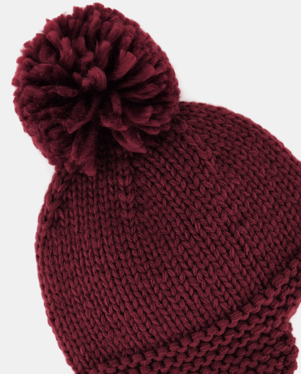Gorro bebé pompón 290 Burdeos-2