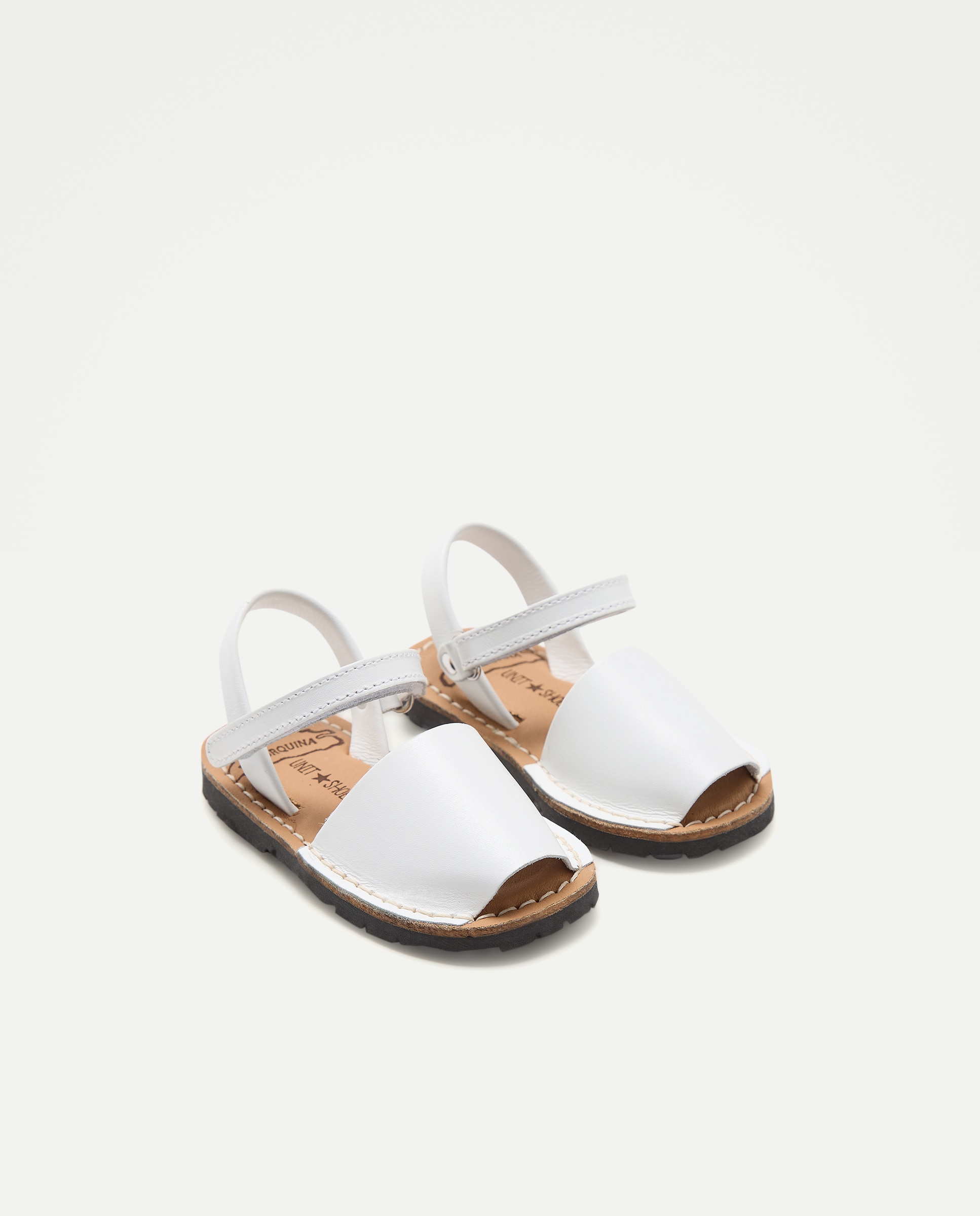 Menorquina bebés de piel con velcro Blanco-2