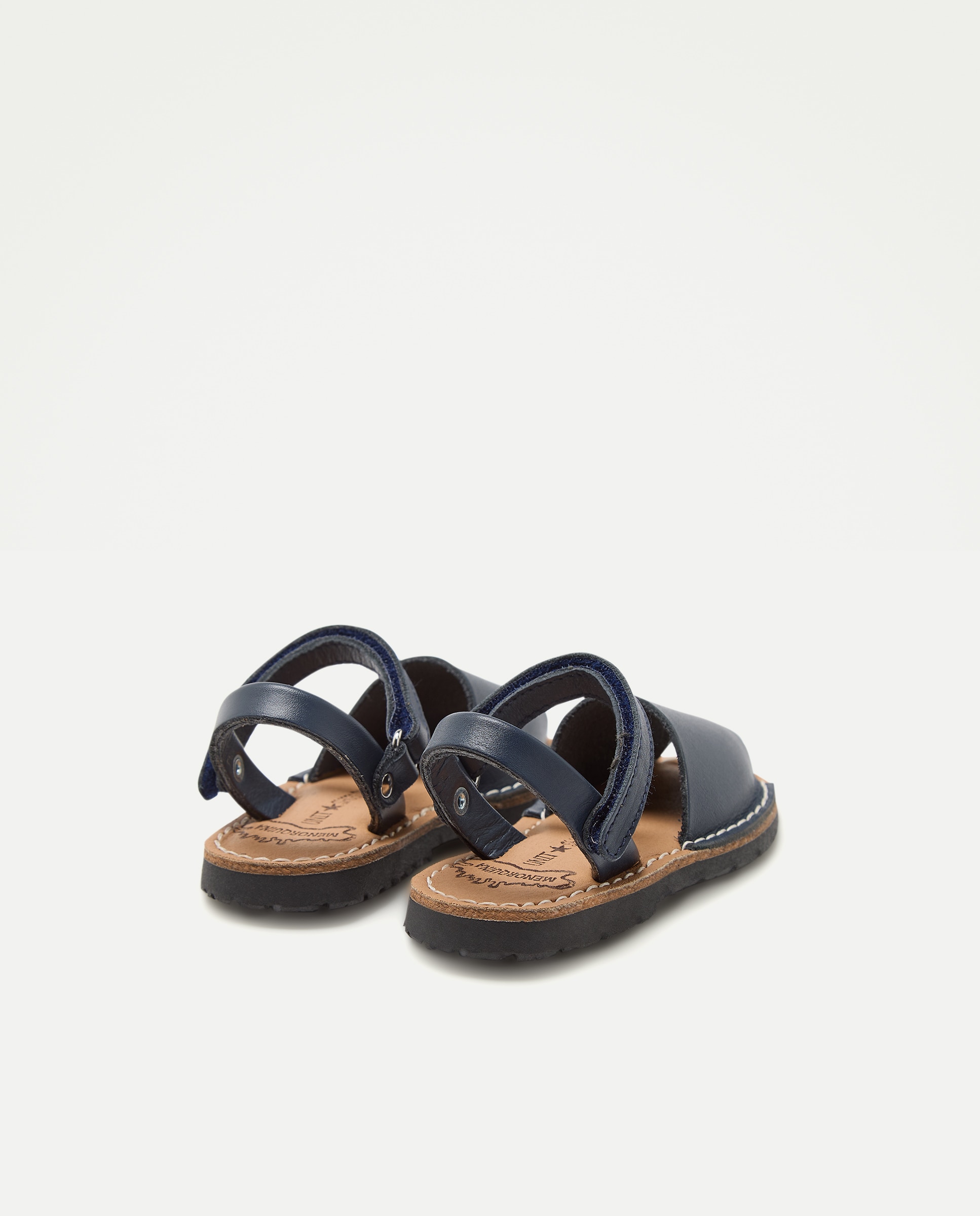 Menorquina bebés de piel con velcro Azul marino-3