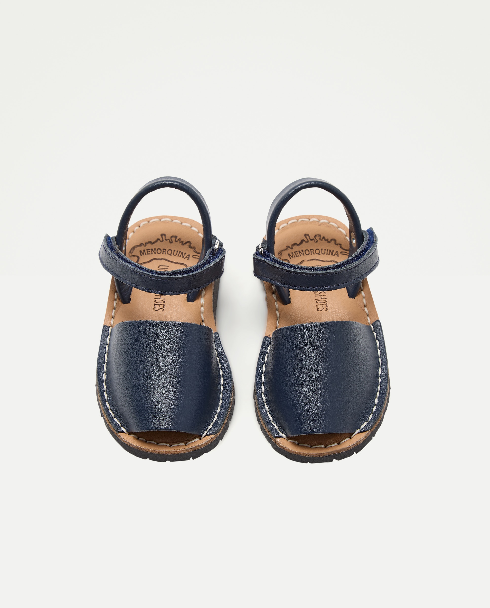 Menorquina bebés de piel con velcro Azul marino-4