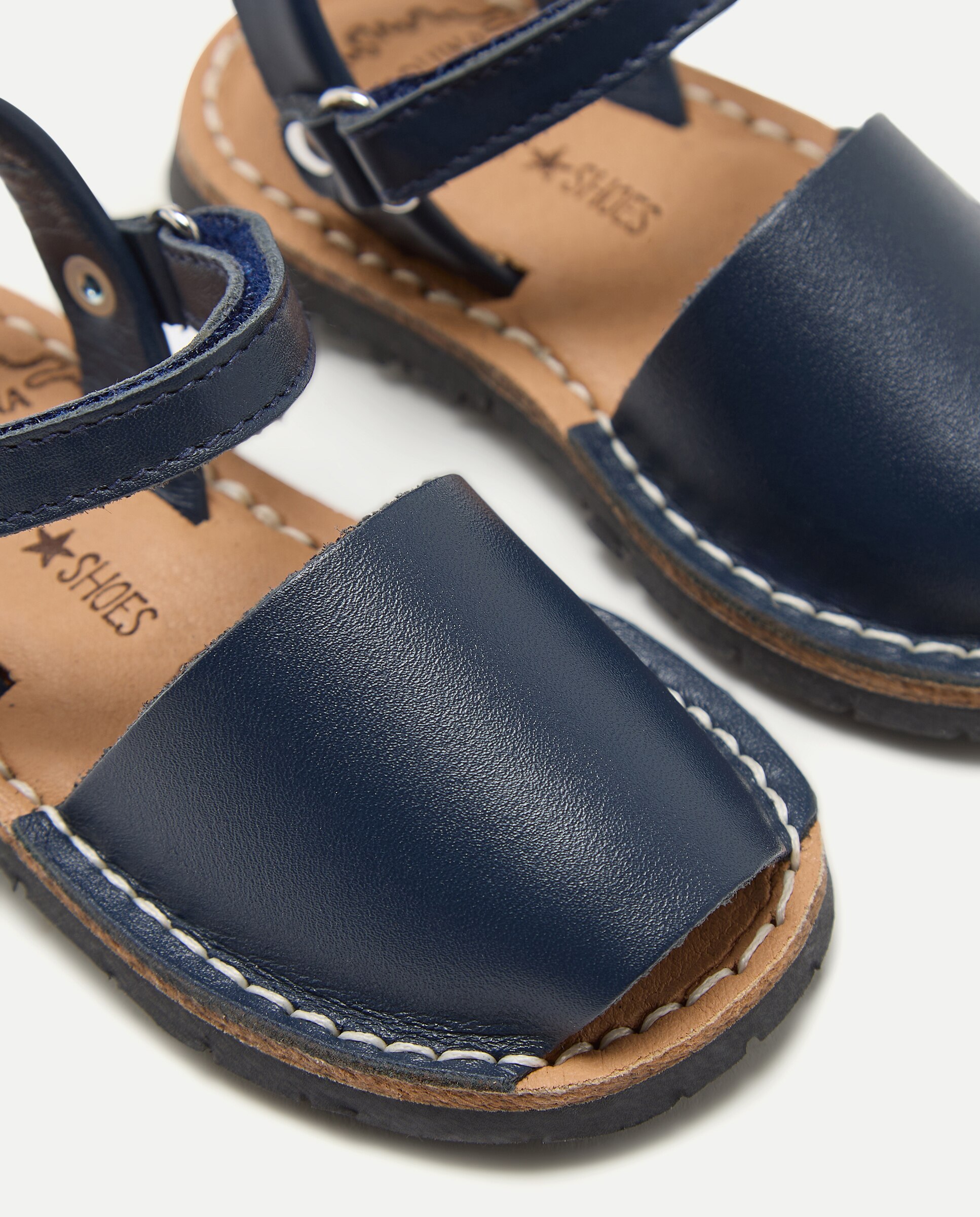 Menorquina bebés de piel con velcro Azul marino-5