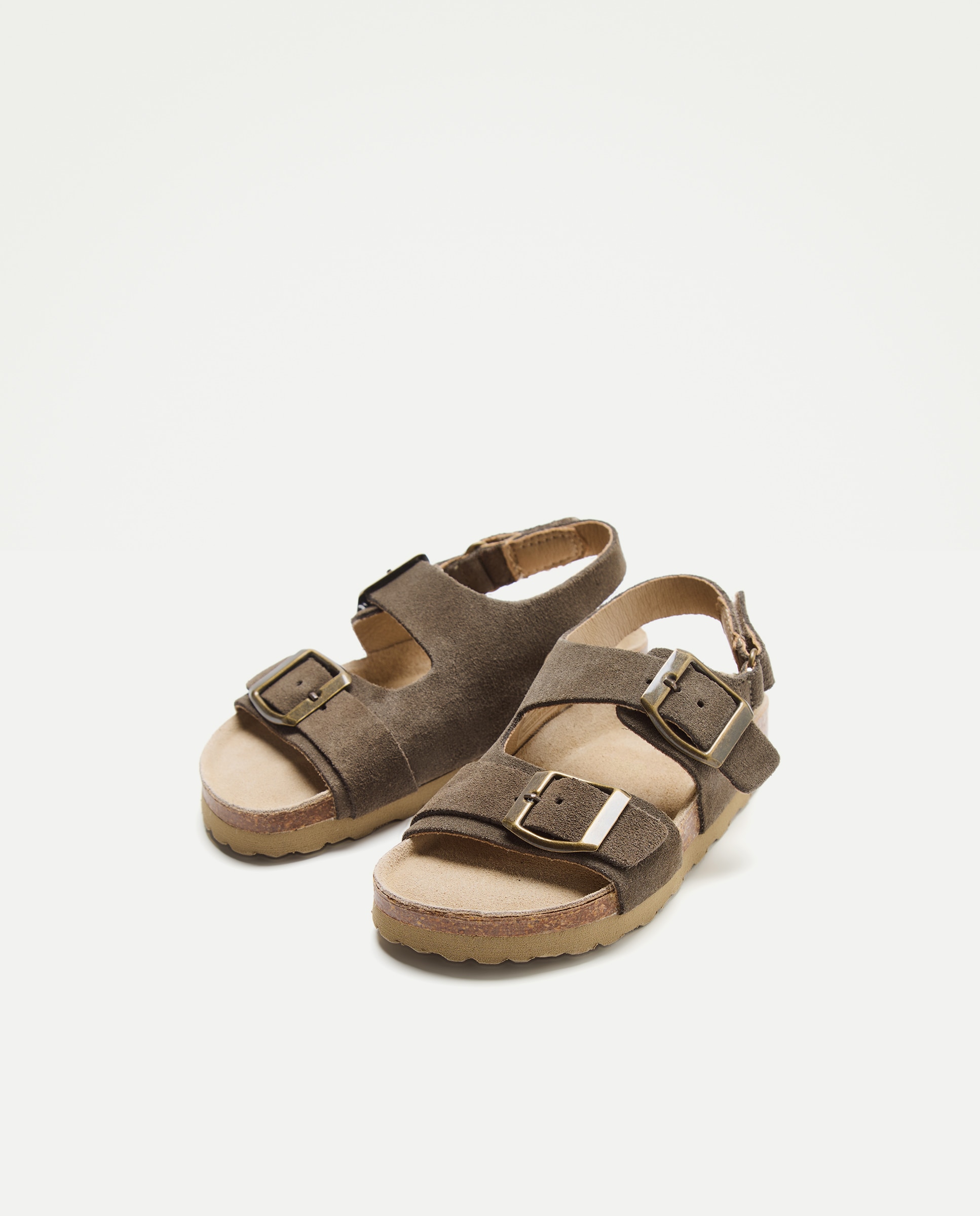 Sandalia bebés bio de piel con hebillas 520 Kaki-2