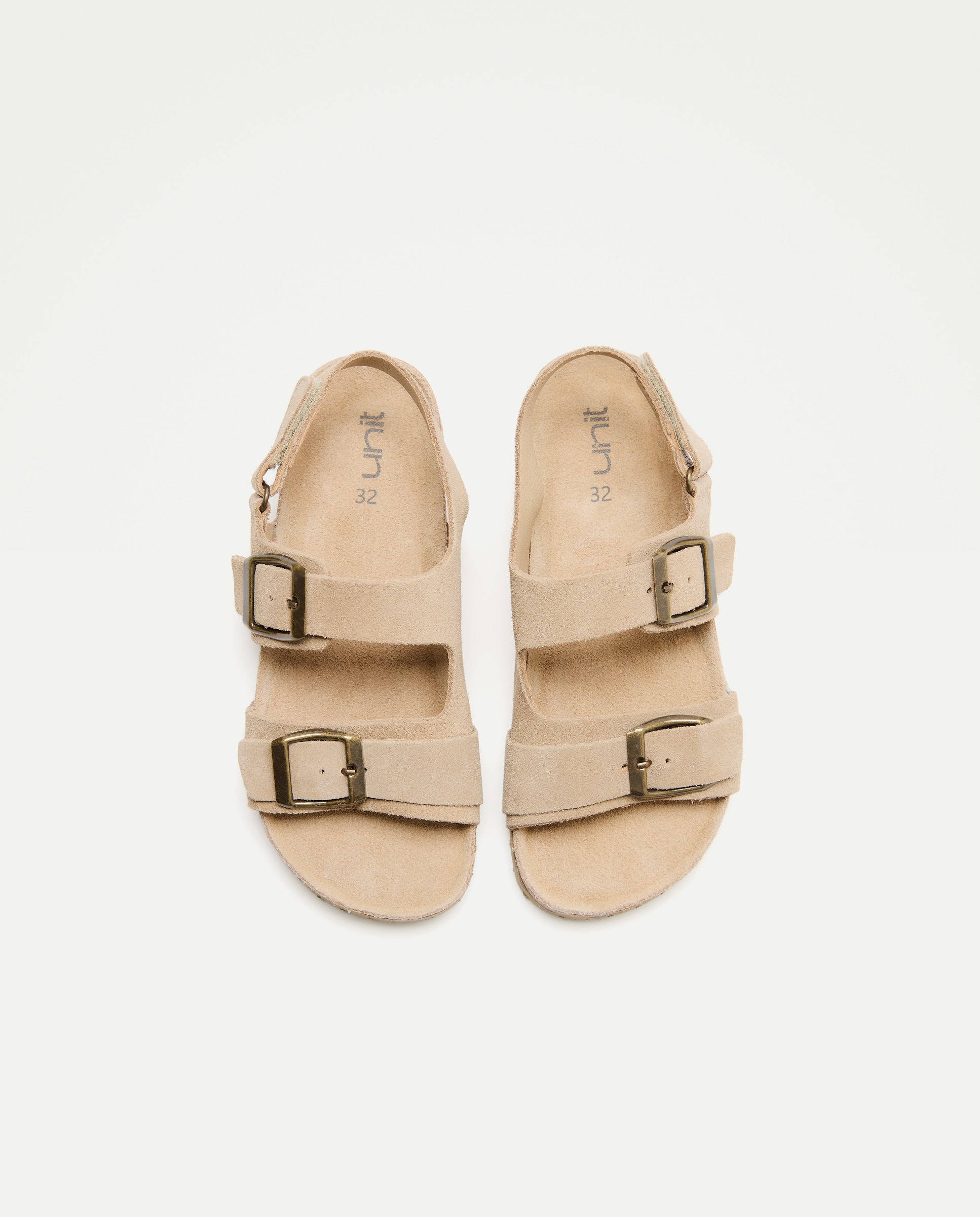 Sandalia infantil bio de piel con hebillas Beige-4