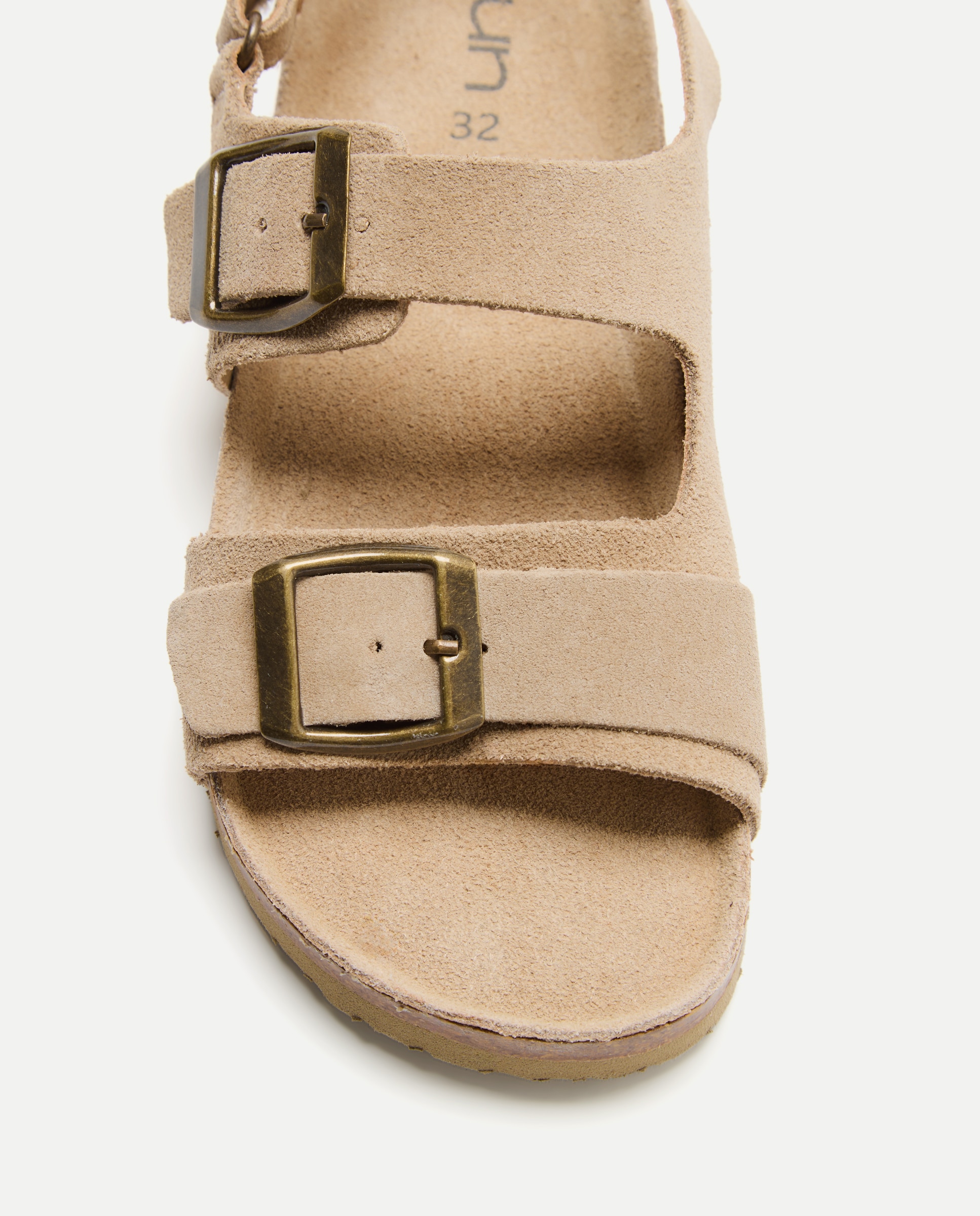 Sandalia infantil bio de piel con hebillas Beige-5