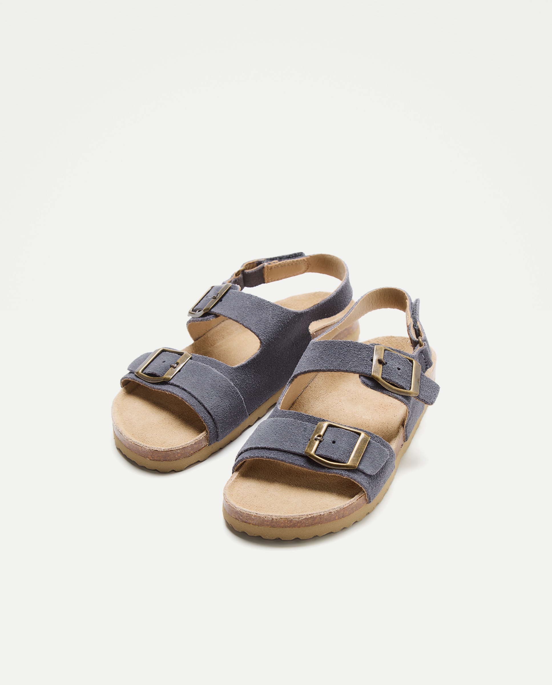 Sandalia infantil bio de piel con hebillas 400 Azul-2