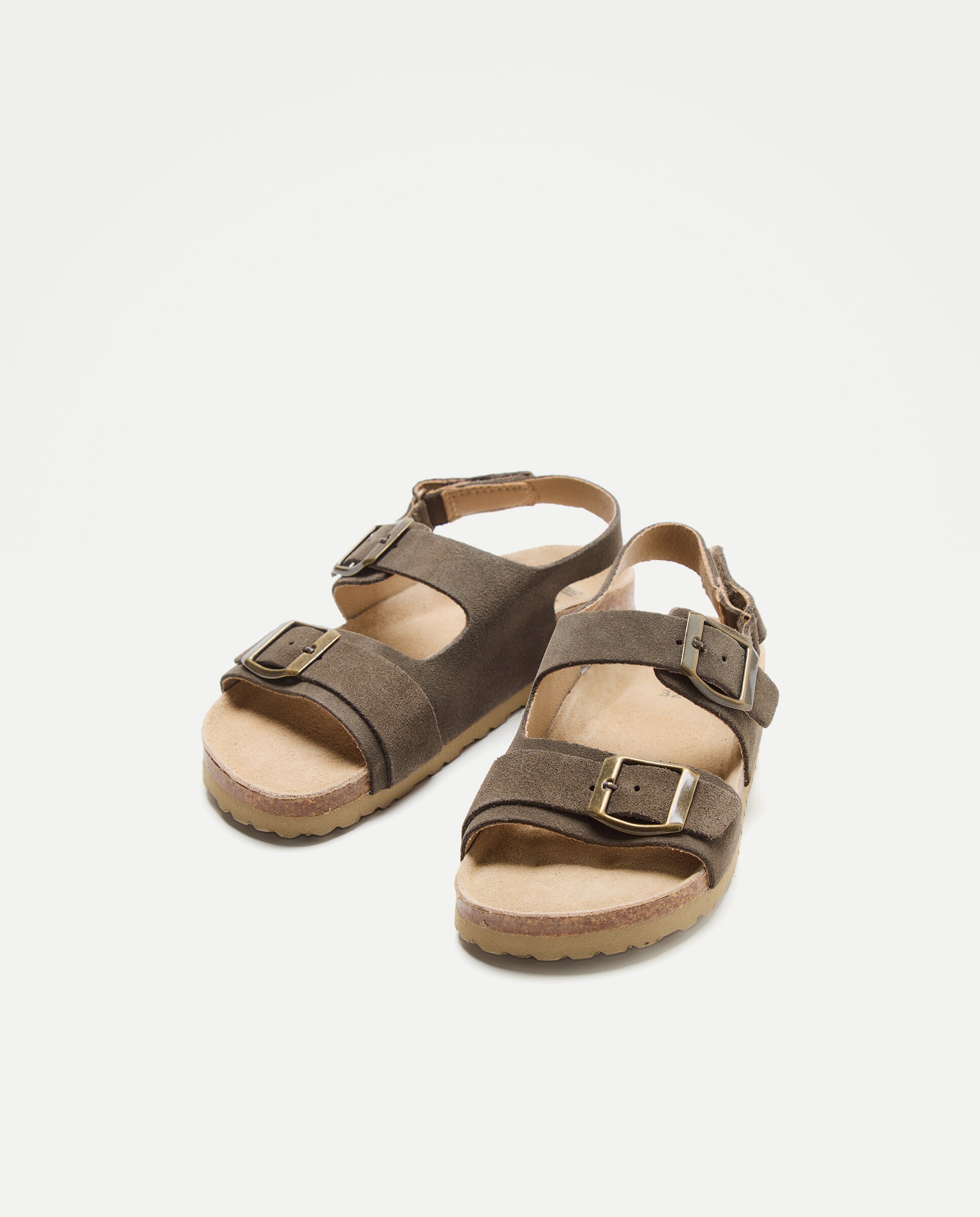Sandalia infantil bio de piel con hebillas 520 Kaki-2