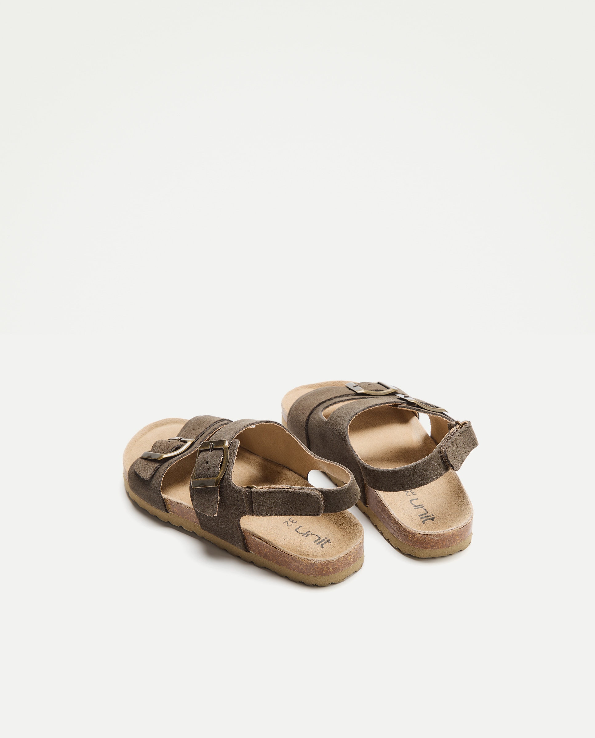 Sandalia infantil bio de piel con hebillas 520 Kaki-3