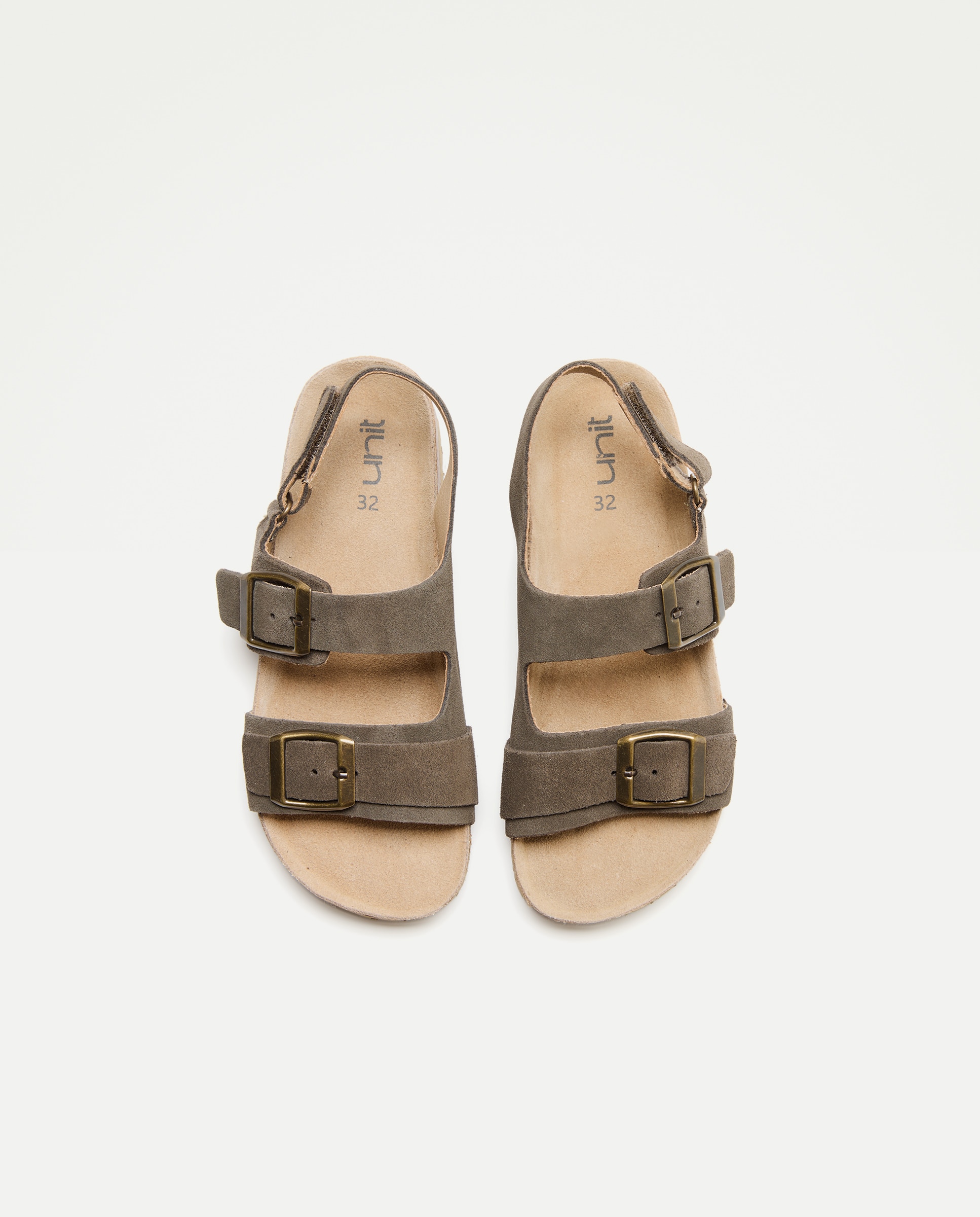 Sandalia infantil bio de piel con hebillas 520 Kaki-4