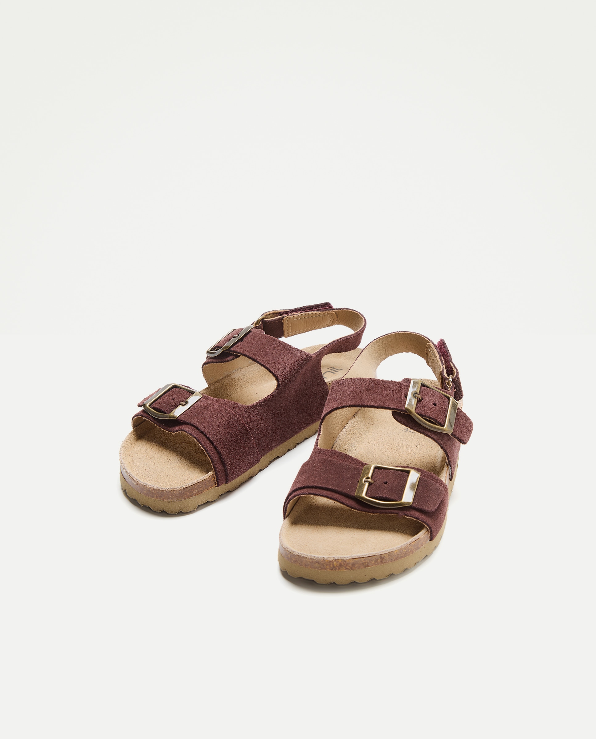 Sandalia infantil bio de piel con hebillas 291 Berenjena-2