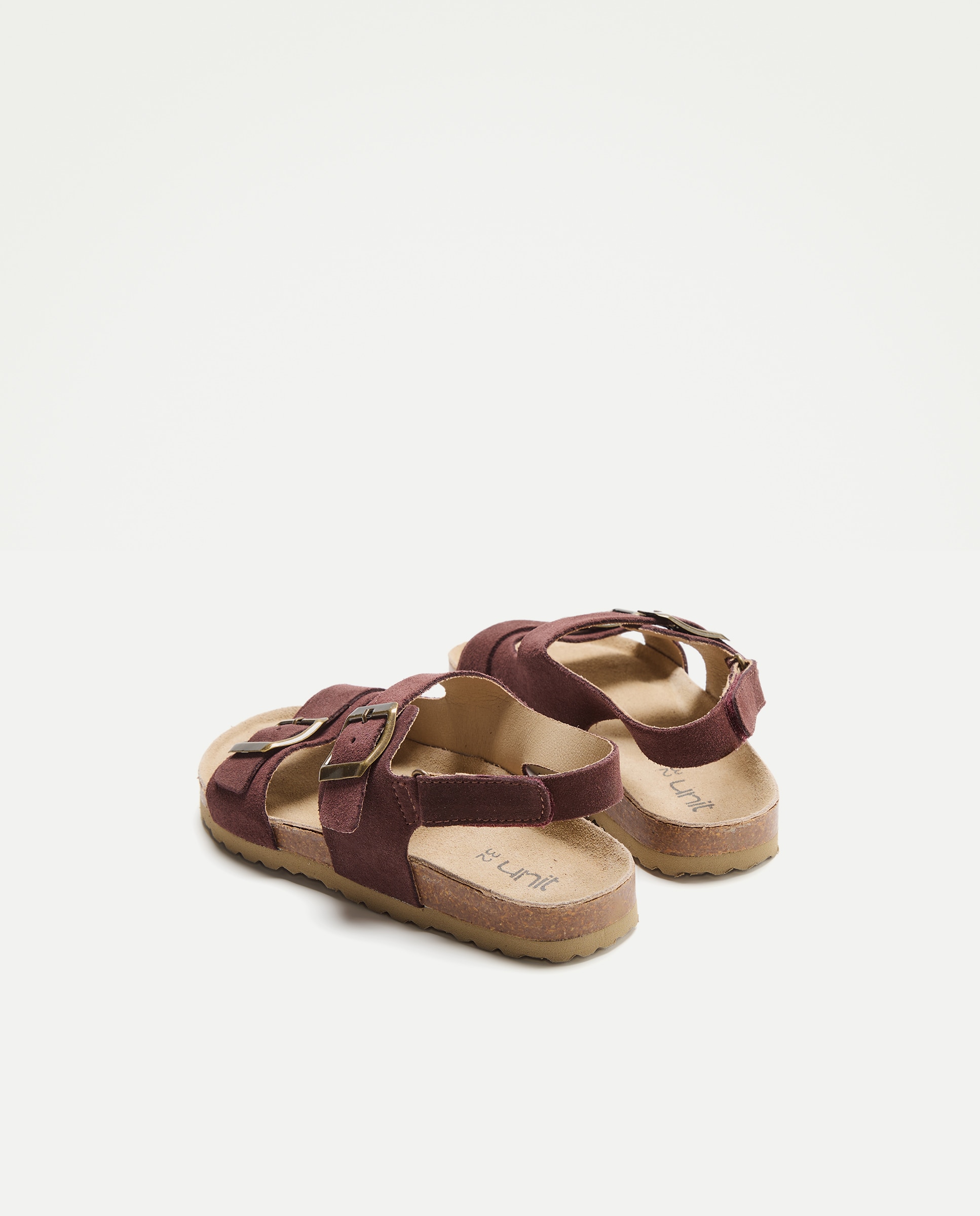 Sandalia infantil bio de piel con hebillas 291 Berenjena-3