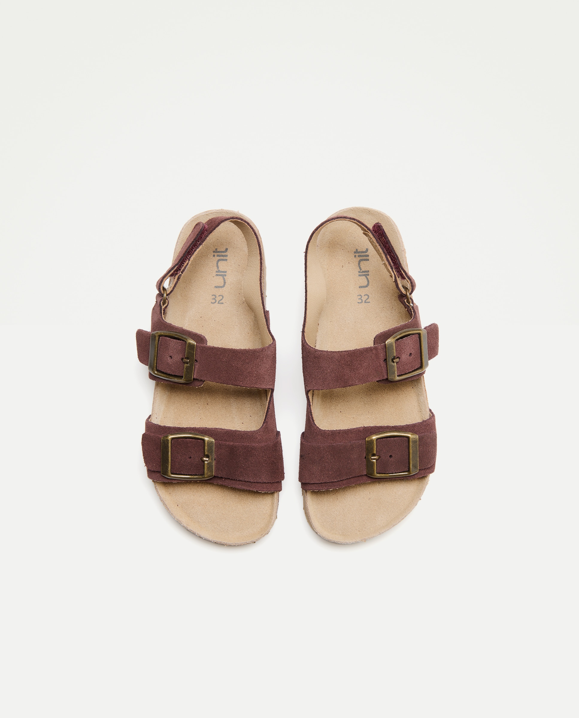 Sandalia infantil bio de piel con hebillas 291 Berenjena-4