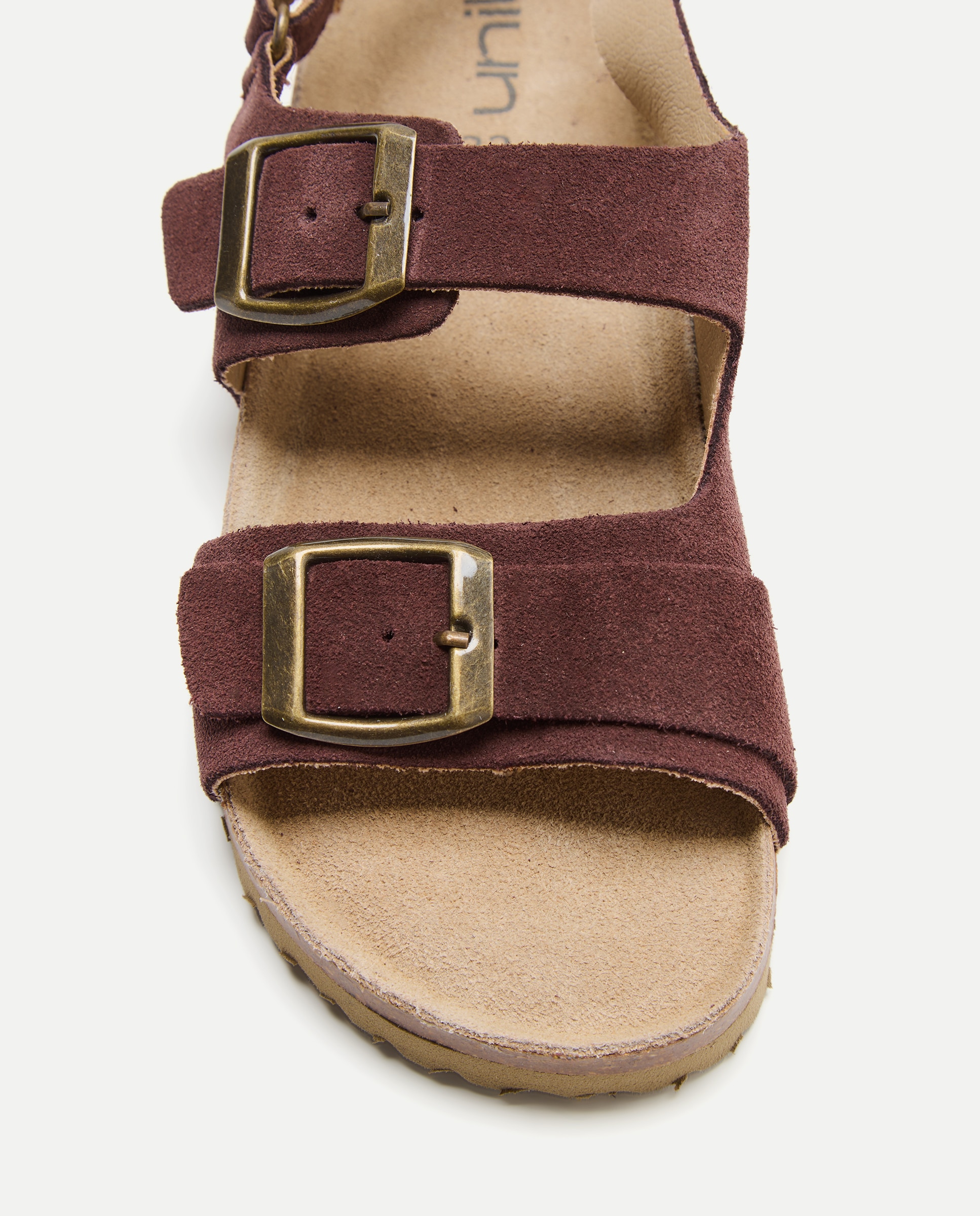 Sandalia infantil bio de piel con hebillas 291 Berenjena-5