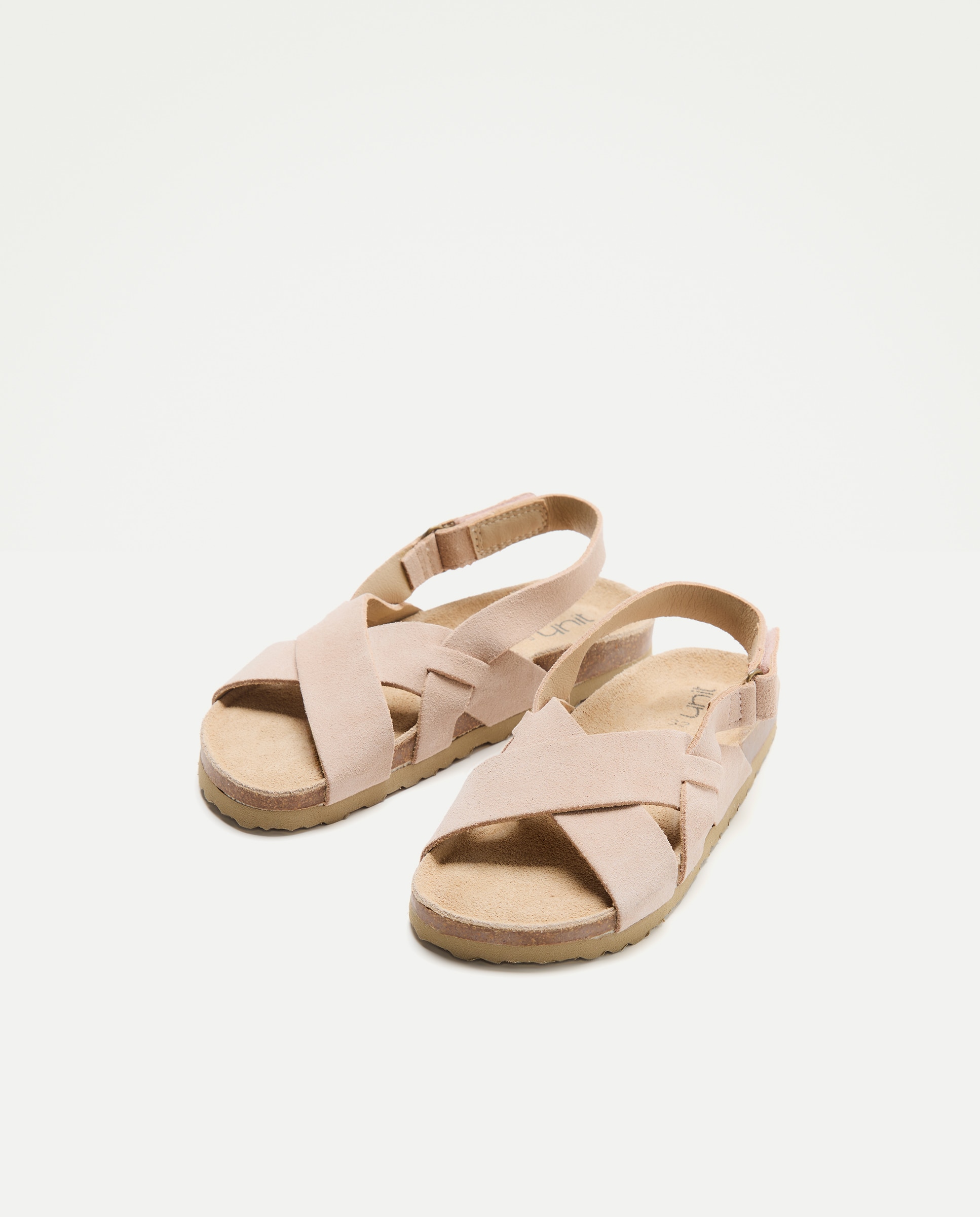 Sandalia infantil bio cruzada de piel 250 Nude-2