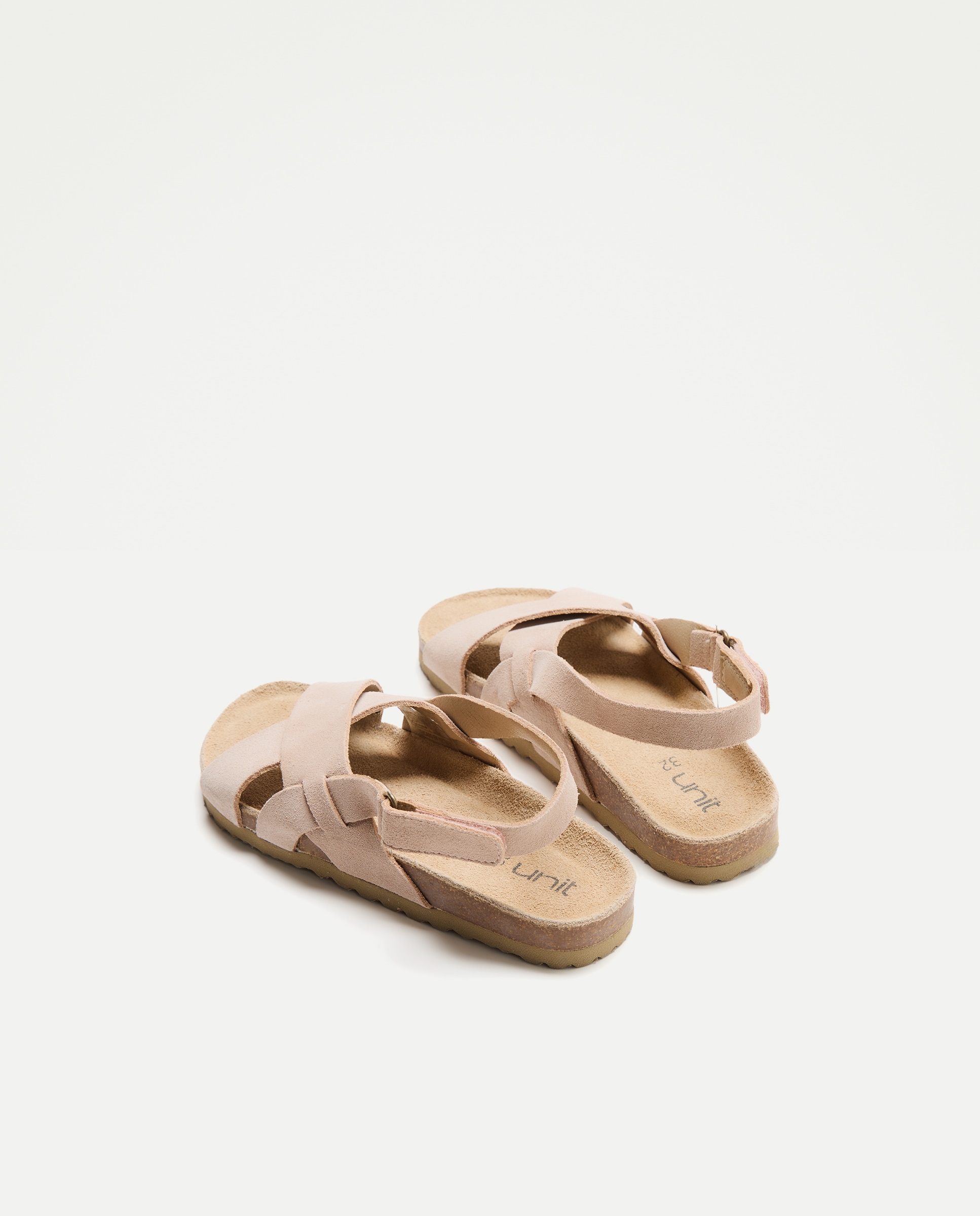 Sandalia infantil bio cruzada de piel 250 Nude-3