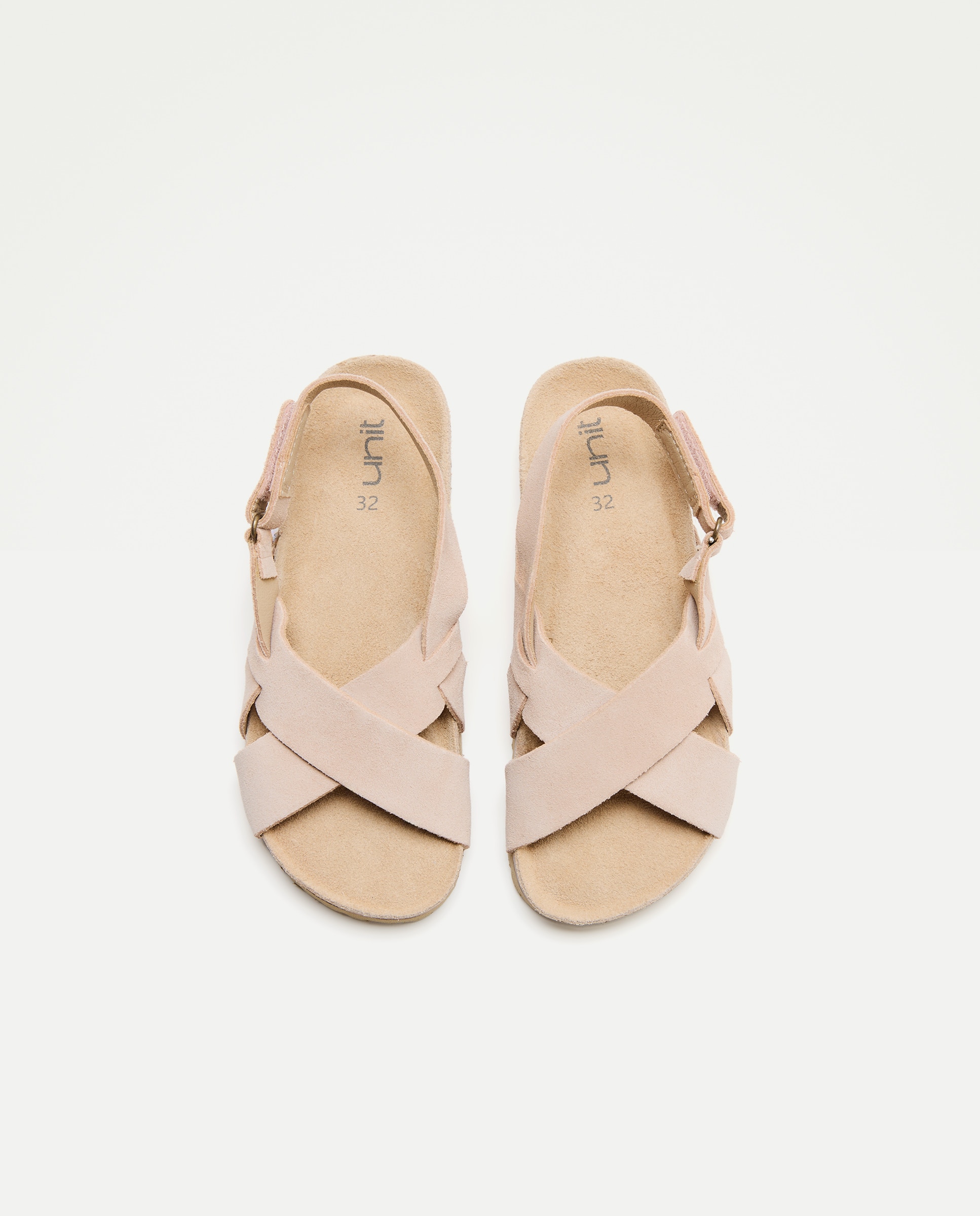 Sandalia infantil bio cruzada de piel 250 Nude-4