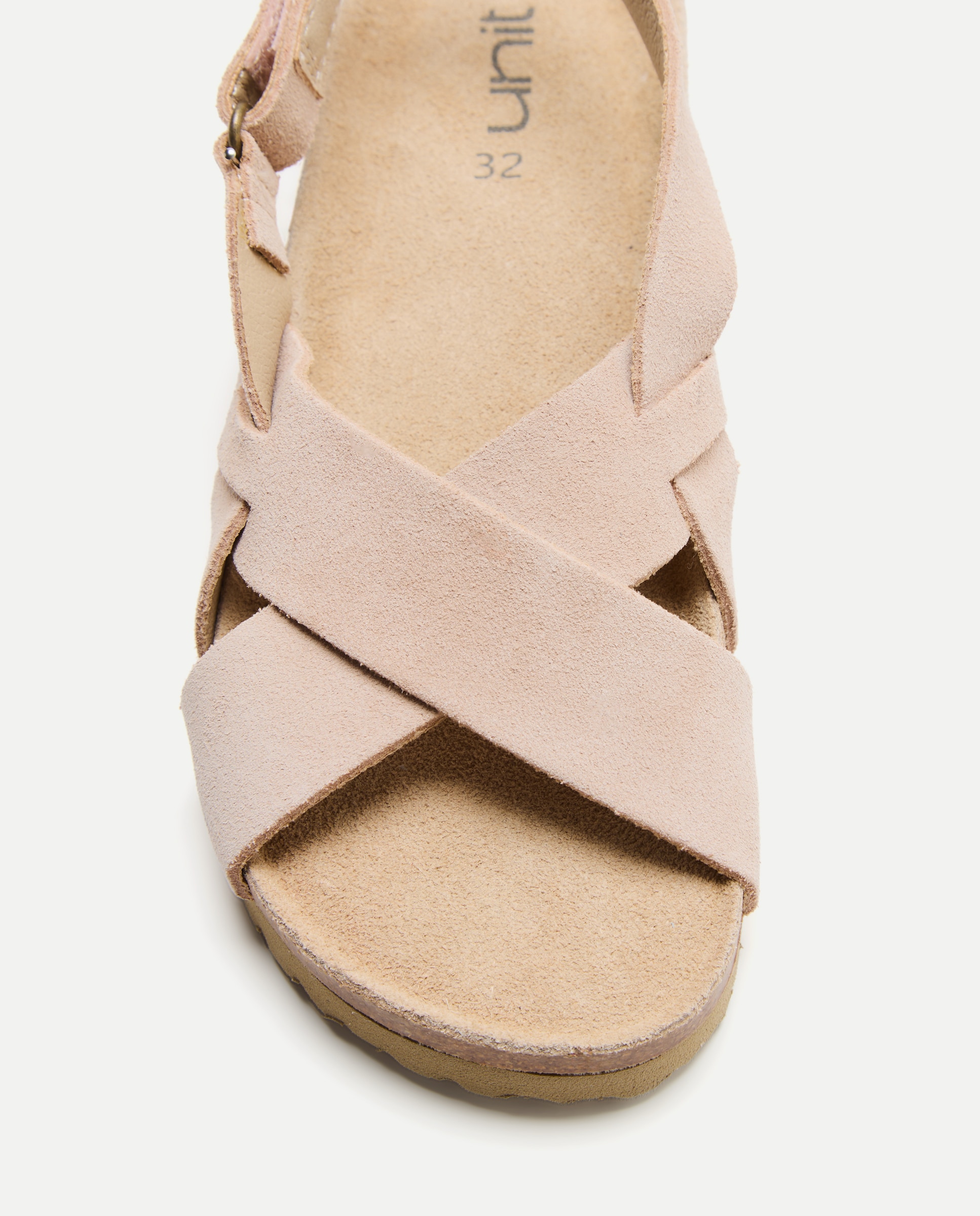Sandalia infantil bio cruzada de piel 250 Nude-5