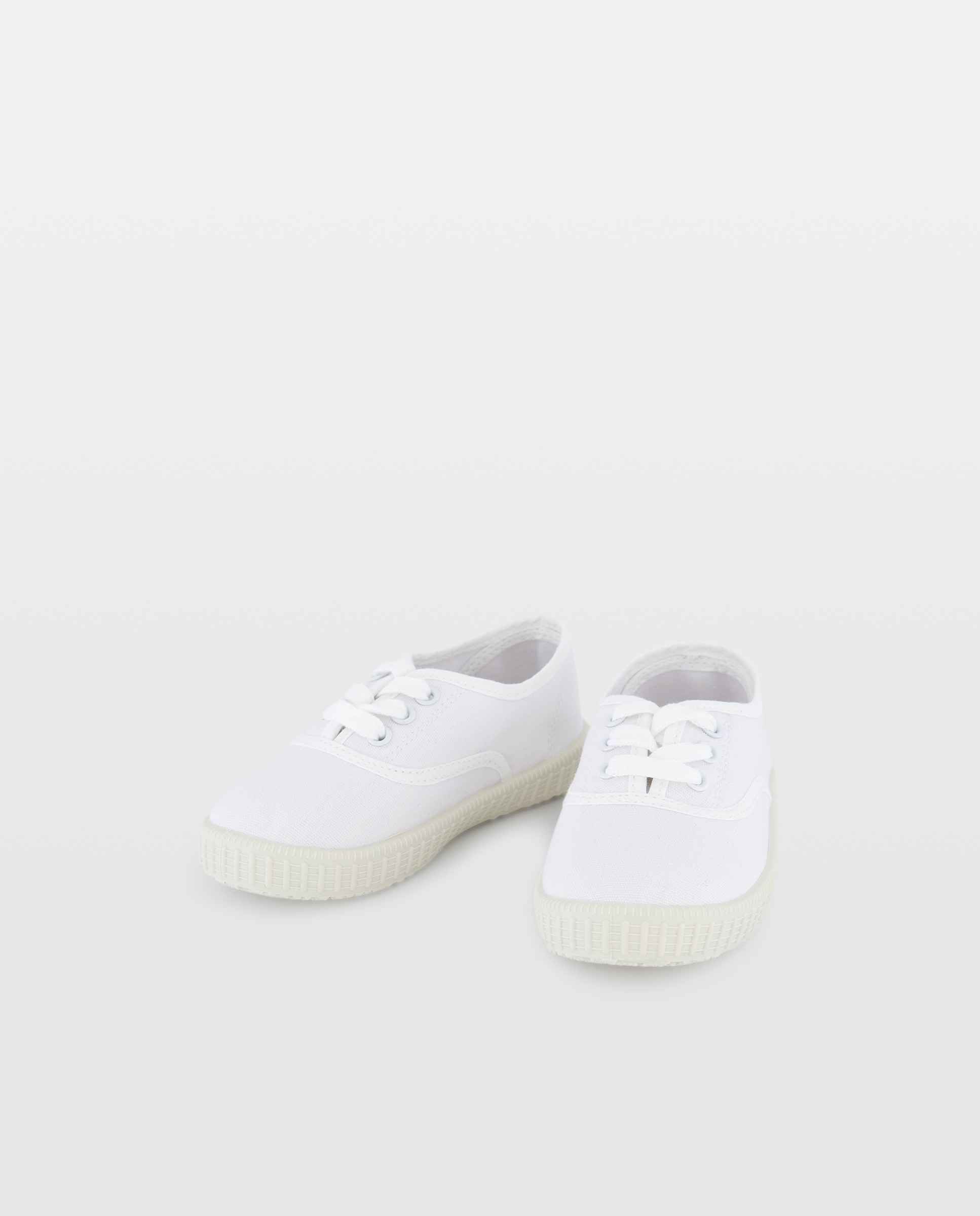 Lona bebés con cordones suela flexible Blanco-2