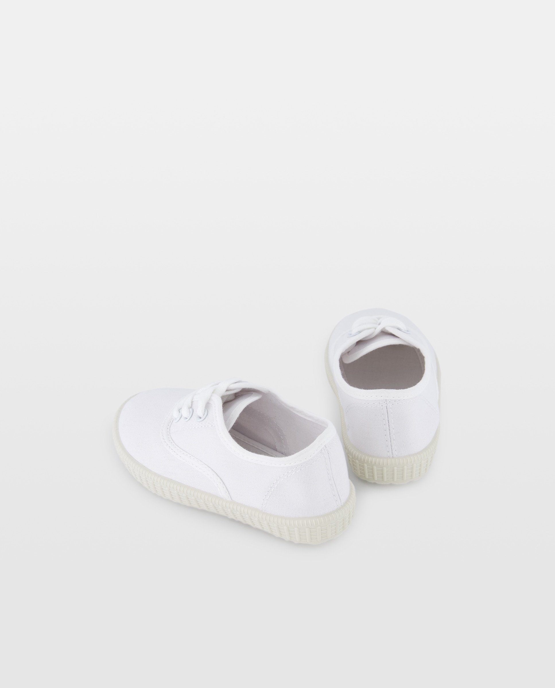 Lona bebés con cordones suela flexible Blanco-3