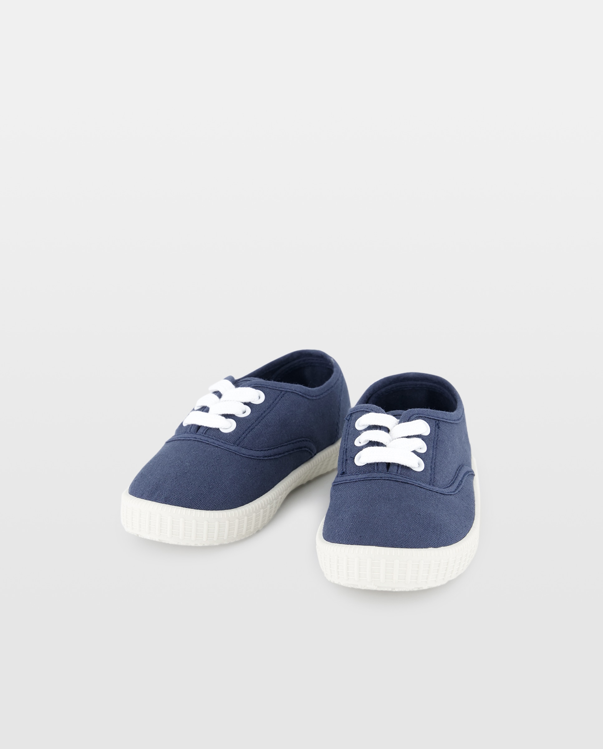 Lona bebés con cordones suela flexible Azul marino-2