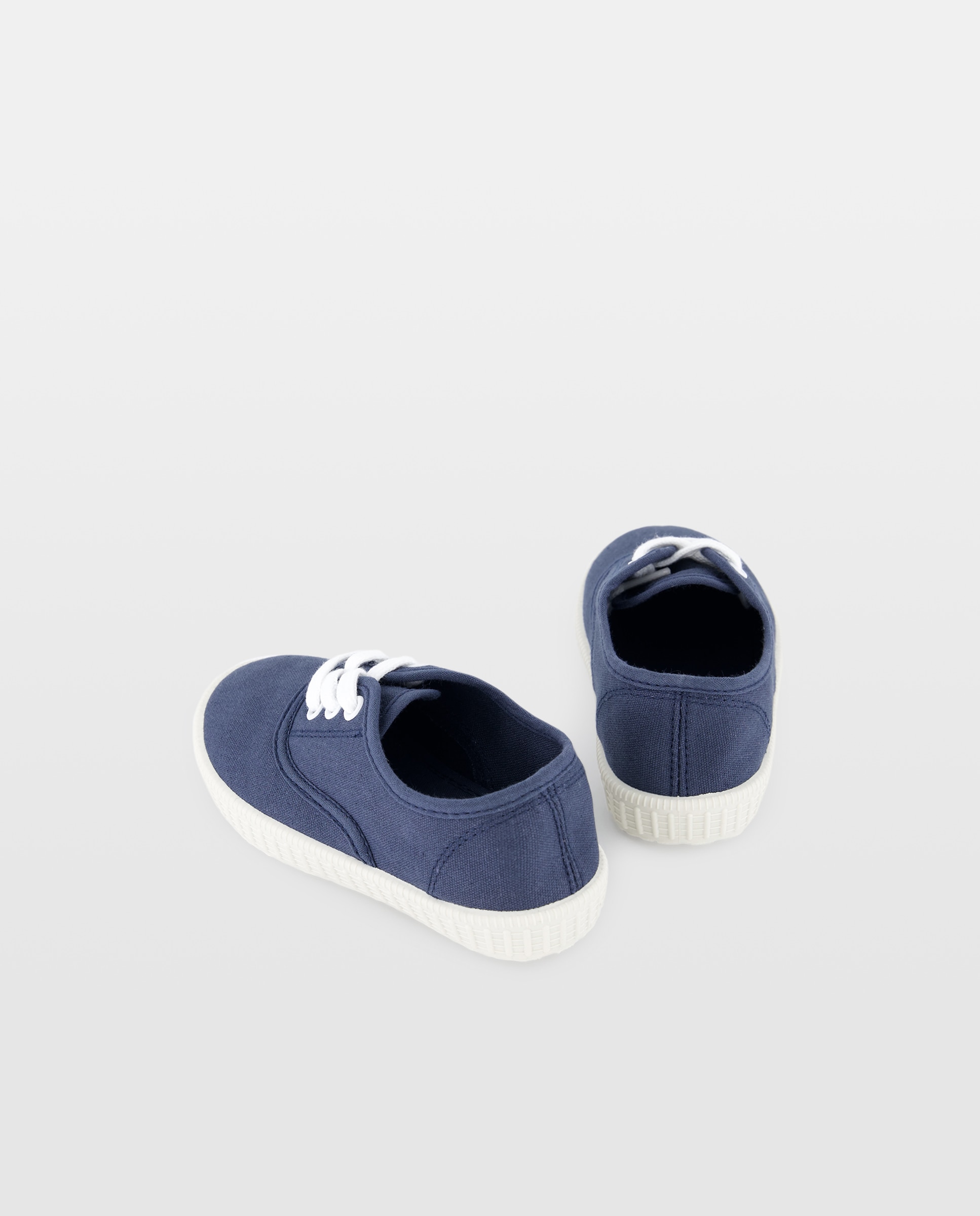 Lona bebés con cordones suela flexible Azul marino-3