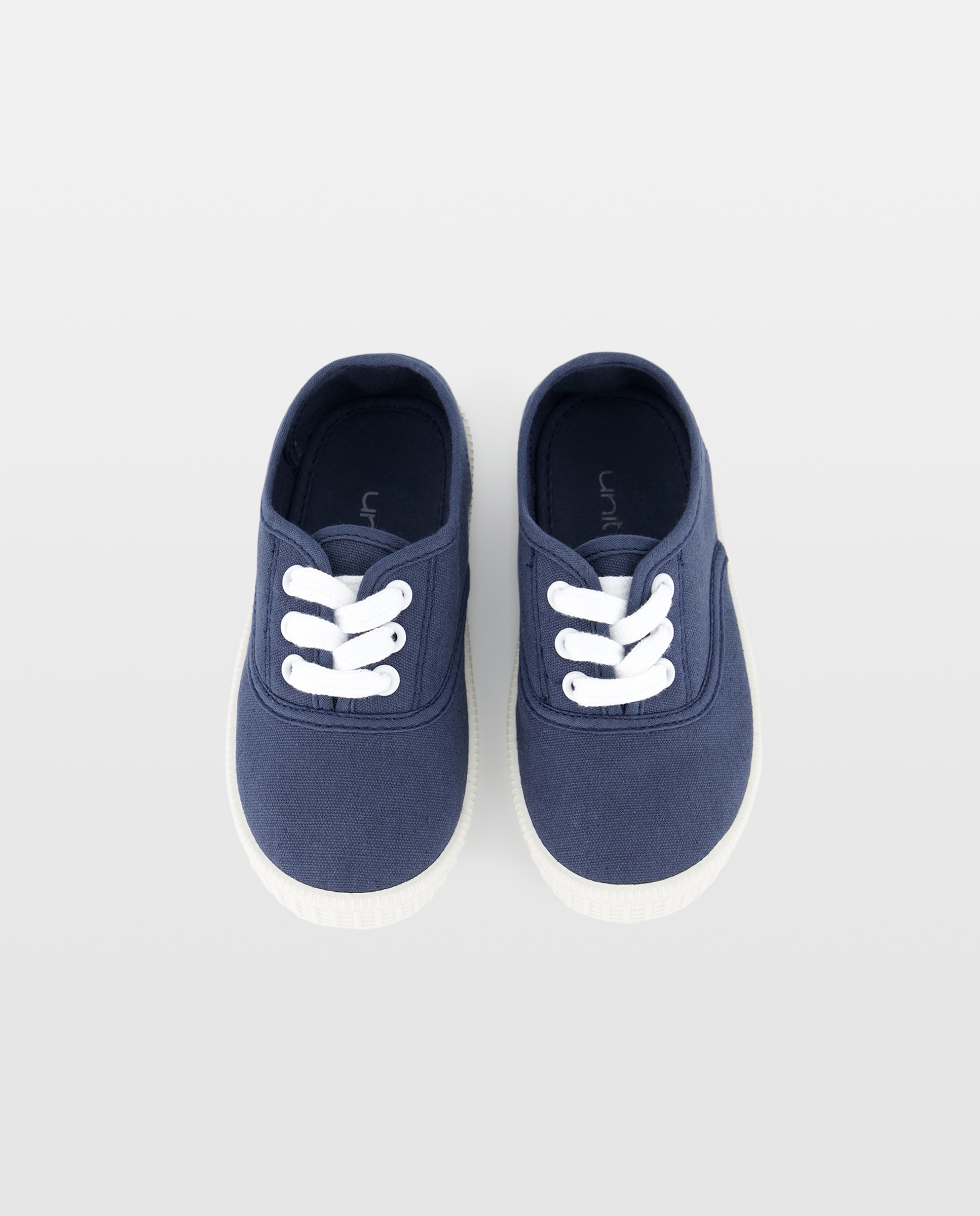 Lona bebés con cordones suela flexible Azul marino-4