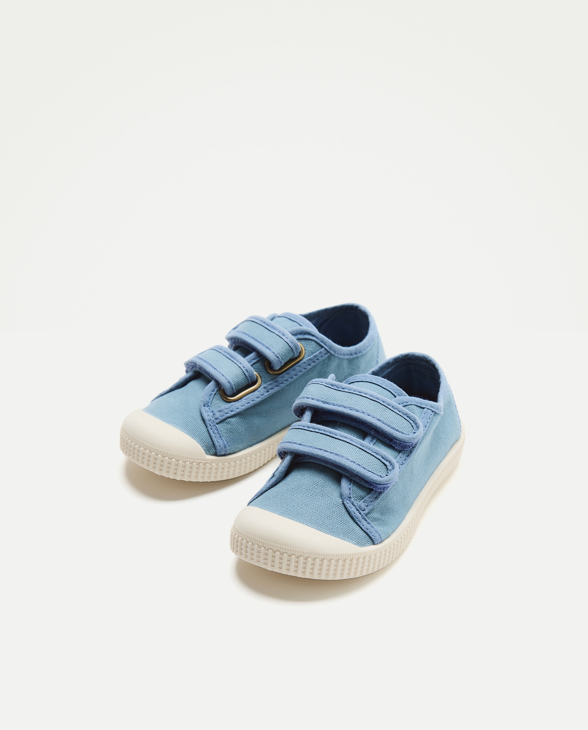 Lona bebés con contrastes, velcro y suela flexible 400 Azul-2