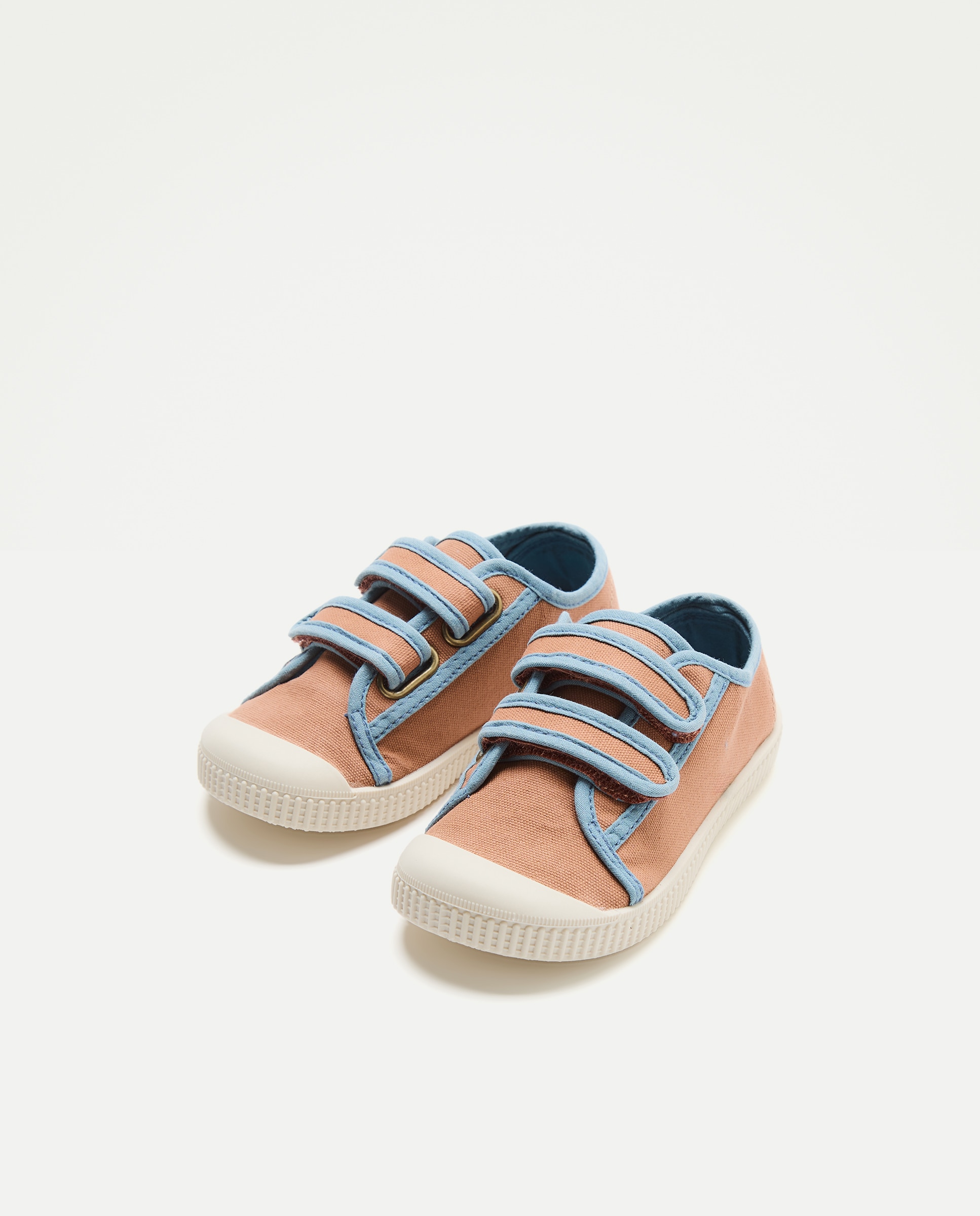 Lona bebés con contrastes, velcro y suela flexible Naranja quemado-2