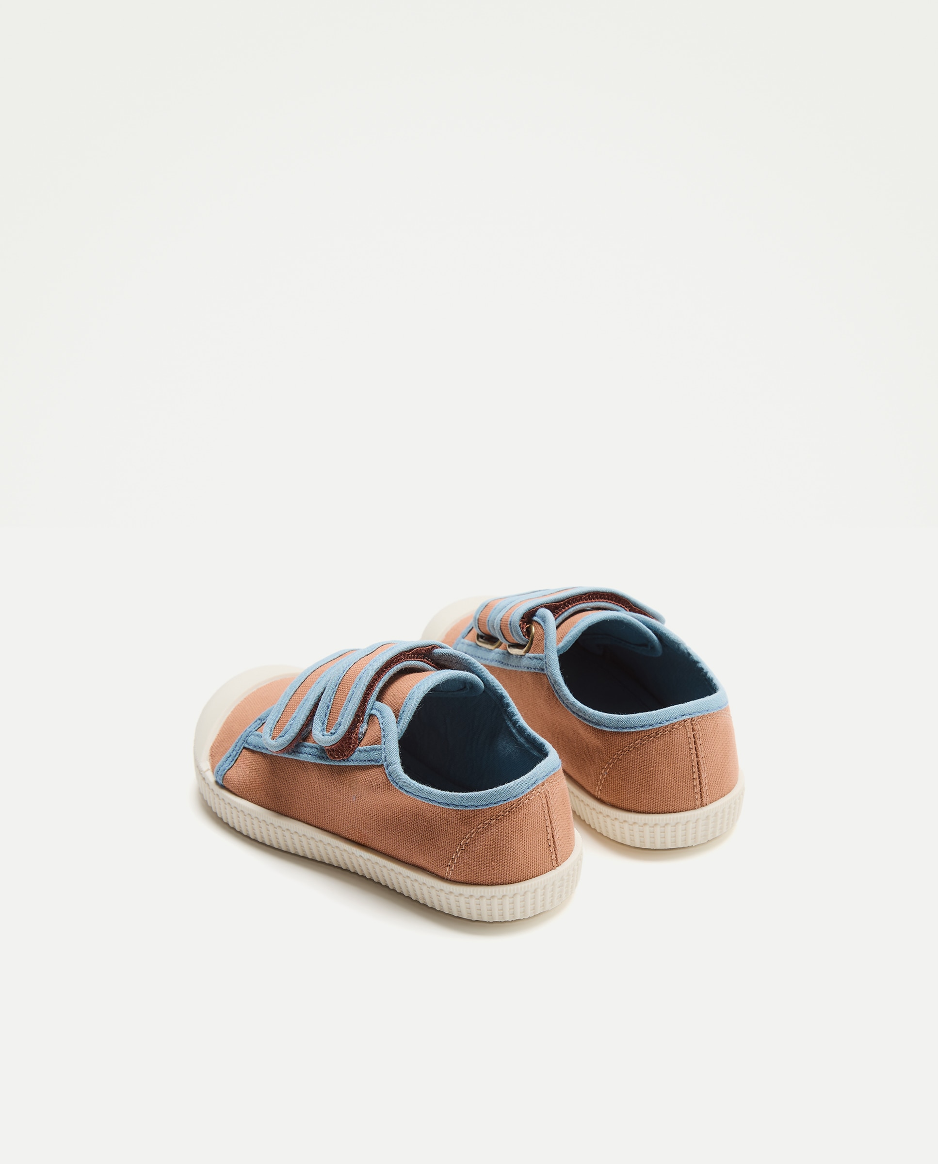Lona bebés con contrastes, velcro y suela flexible Naranja quemado-3