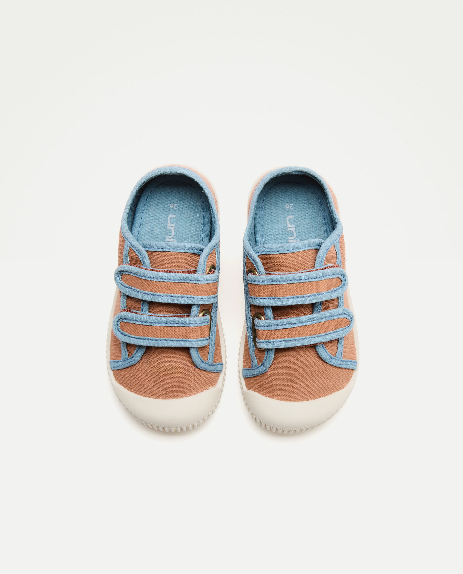 Lona bebés con contrastes, velcro y suela flexible Naranja quemado-4