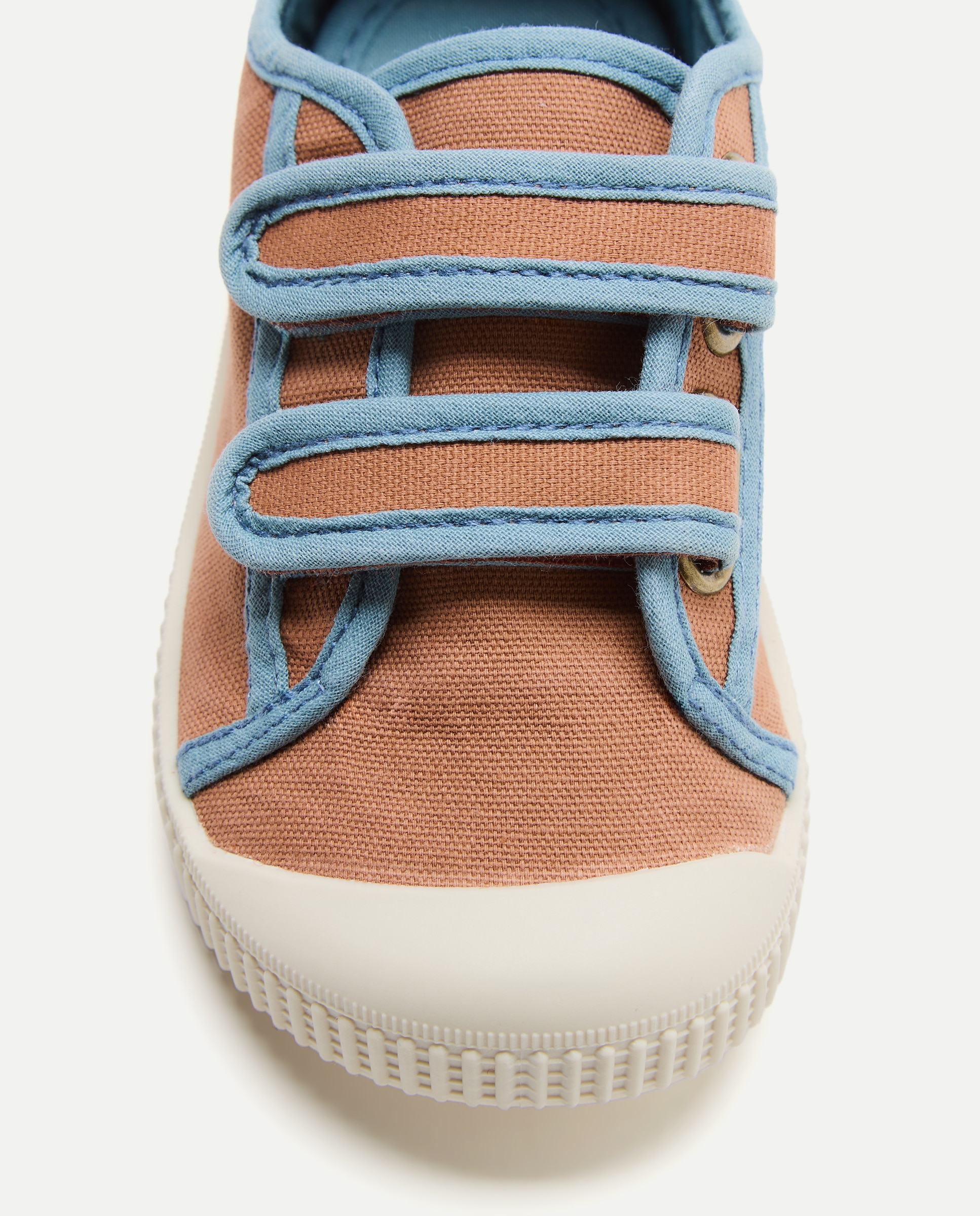 Lona bebés con contrastes, velcro y suela flexible Naranja quemado-5