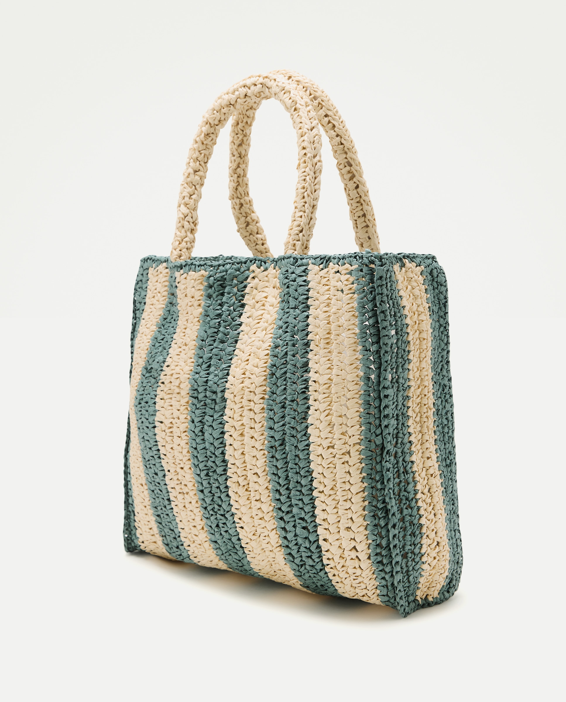 Bolso rafia rayas Verde-2