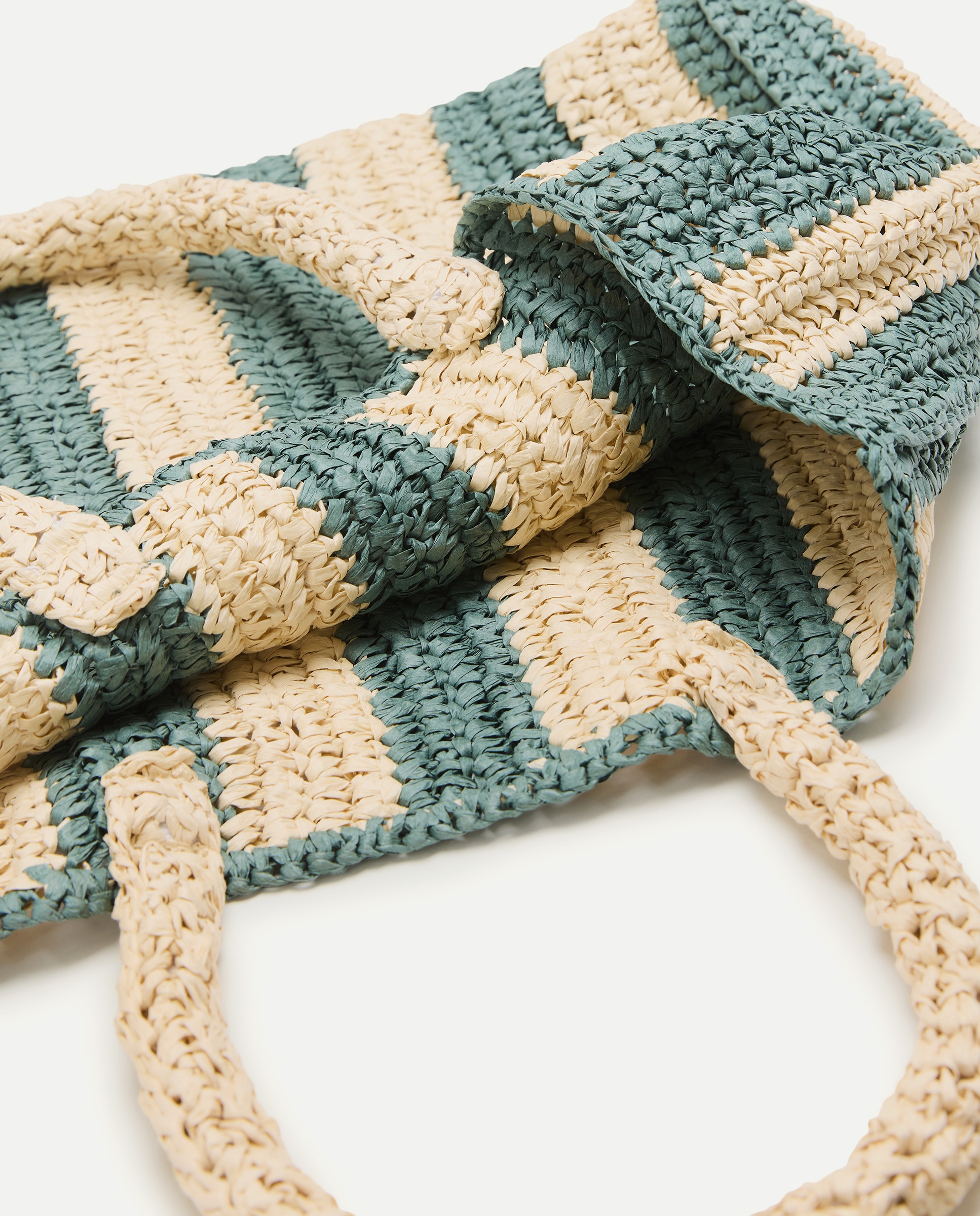 Bolso rafia rayas Verde-4