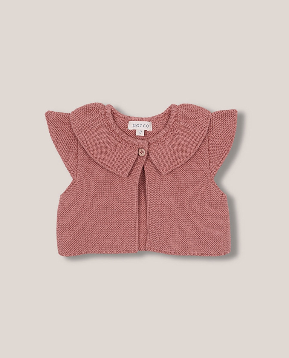 Colete de Malha com Ponto Musgo Gocco Rosa-1