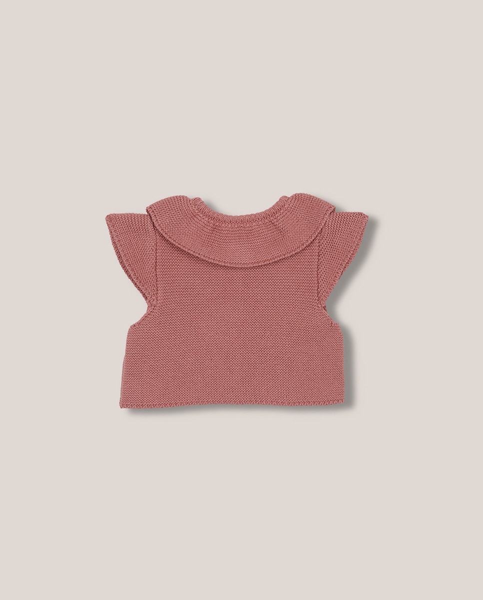 Colete de Malha com Ponto Musgo Gocco Rosa-2