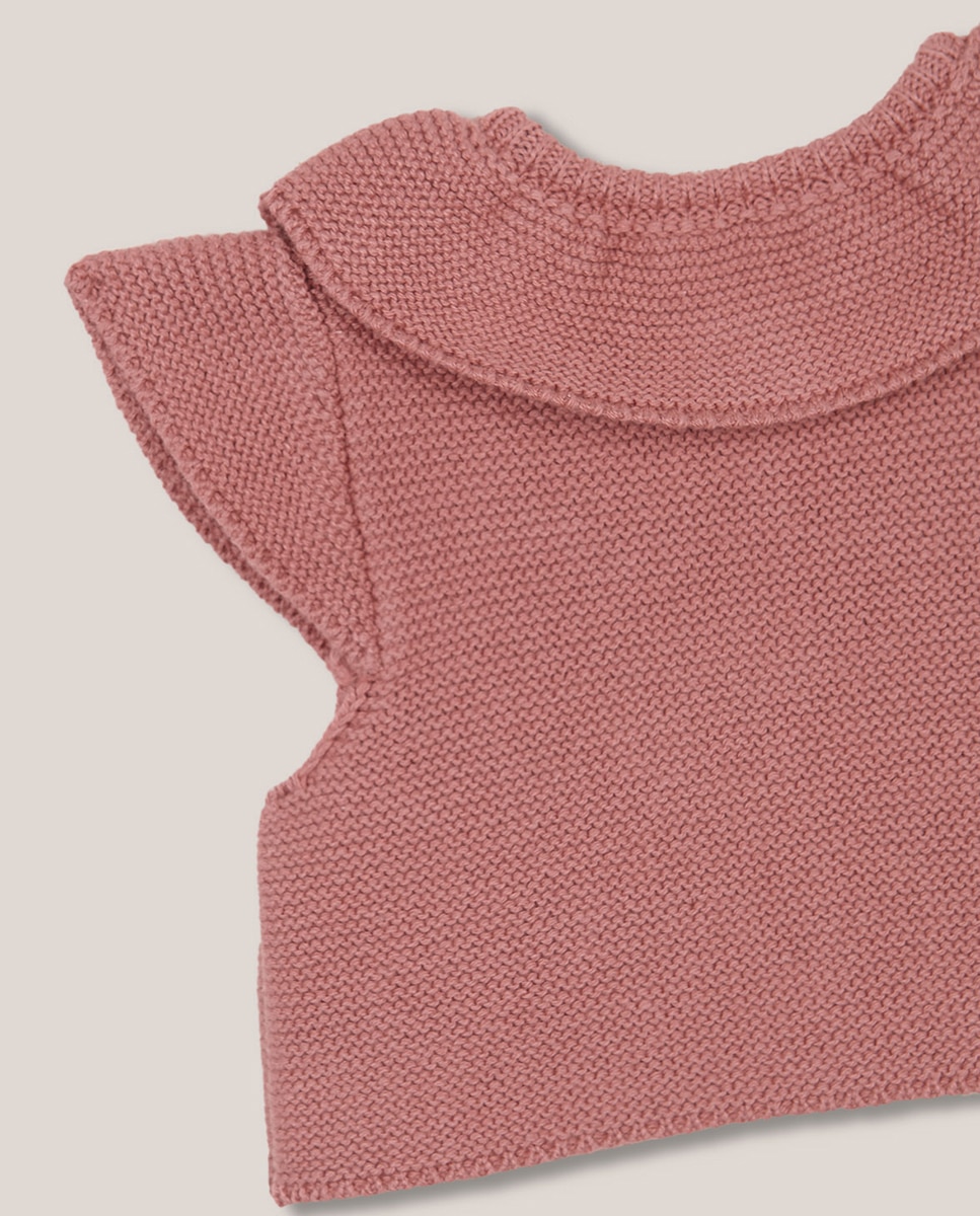 Colete de Malha com Ponto Musgo Gocco Rosa-4