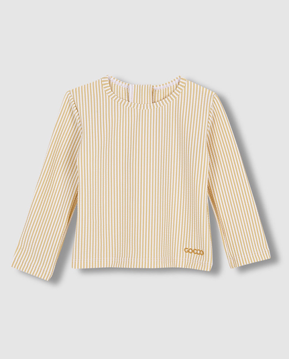 Camisola de Manga Comprida e em Seersucker Amarelo-3