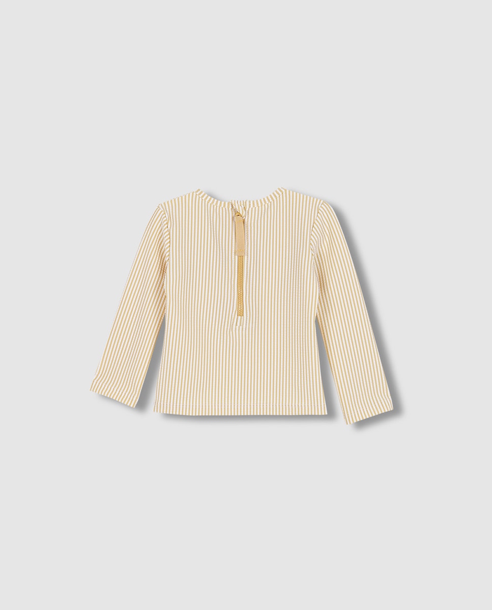 Camisola de Manga Comprida e em Seersucker Amarelo-4