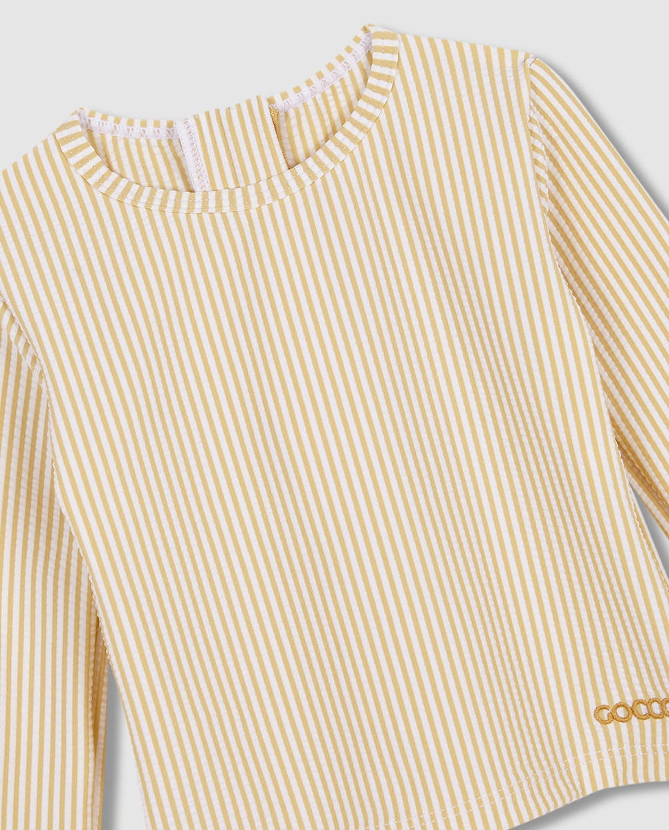 Camisola de Manga Comprida e em Seersucker Amarelo-5