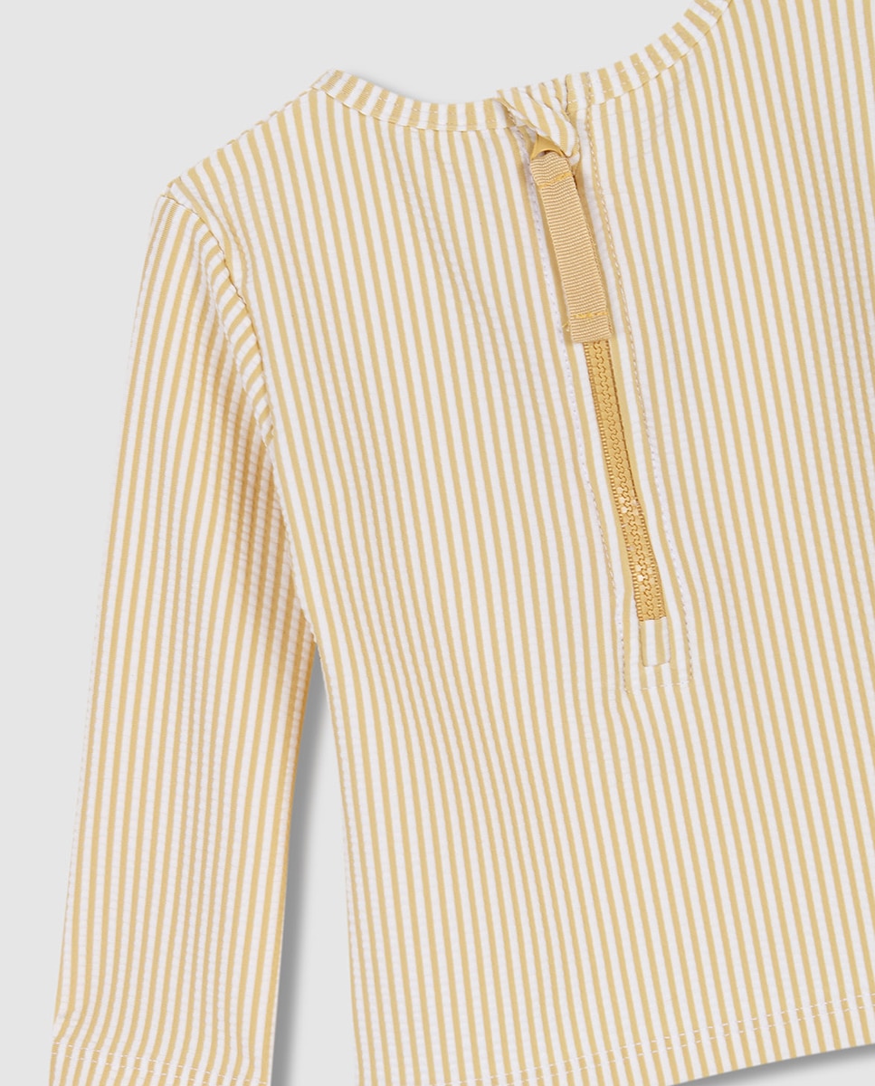 Camisola de Manga Comprida e em Seersucker Amarelo-6