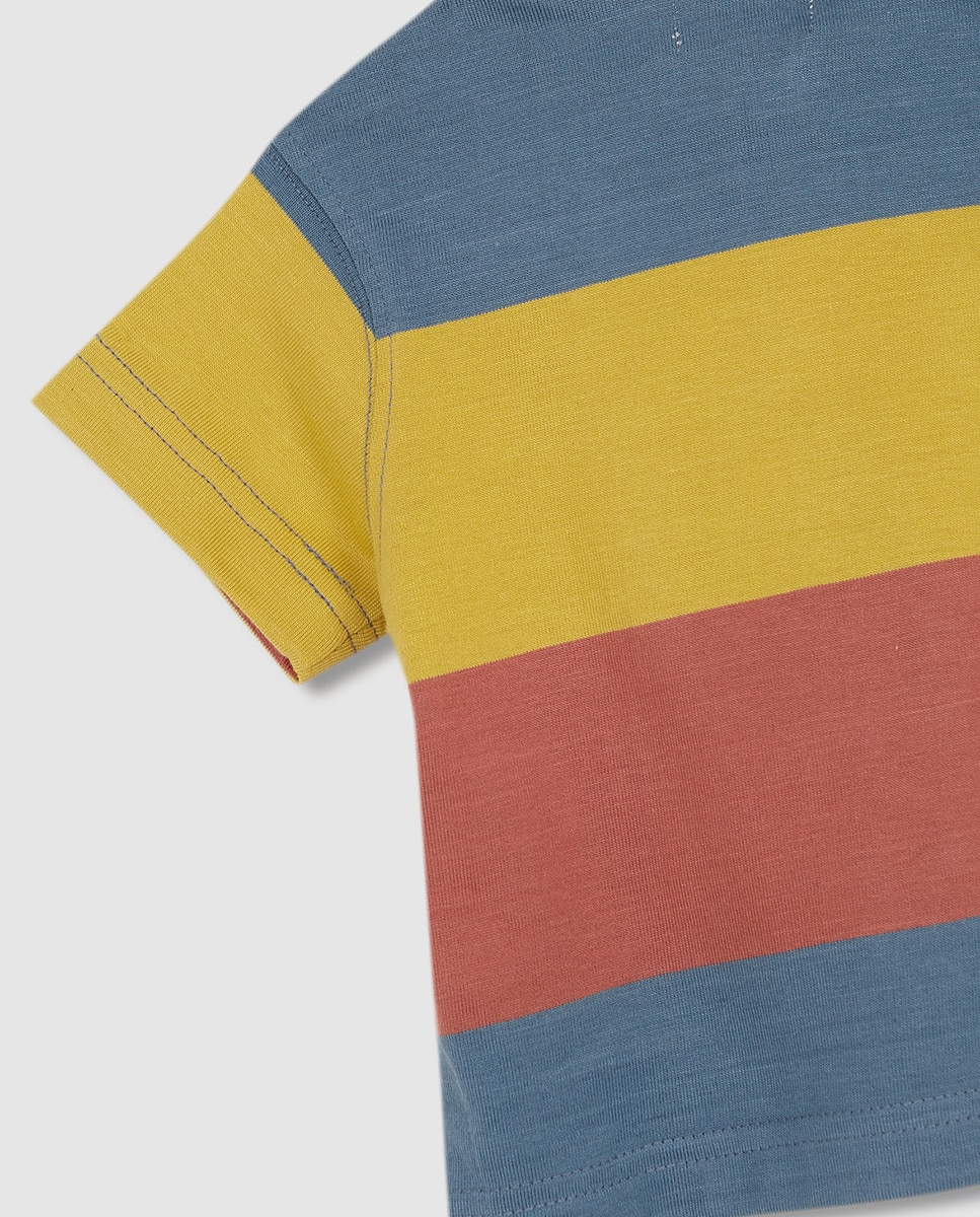 Polo às Riscas de Cores Rosa-6