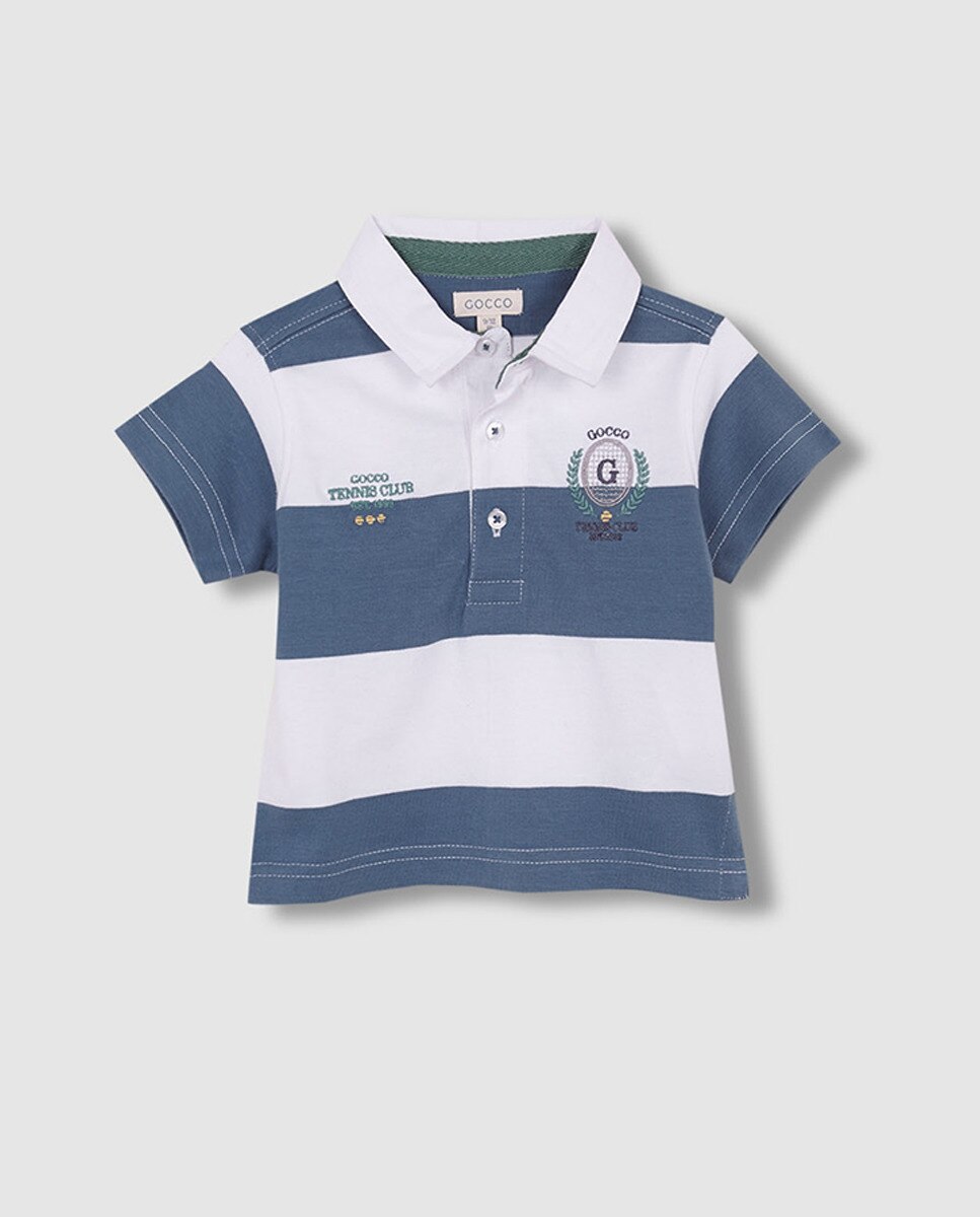Polo rayas bordado tennis - Gocco - Azul claro Azul claro-3