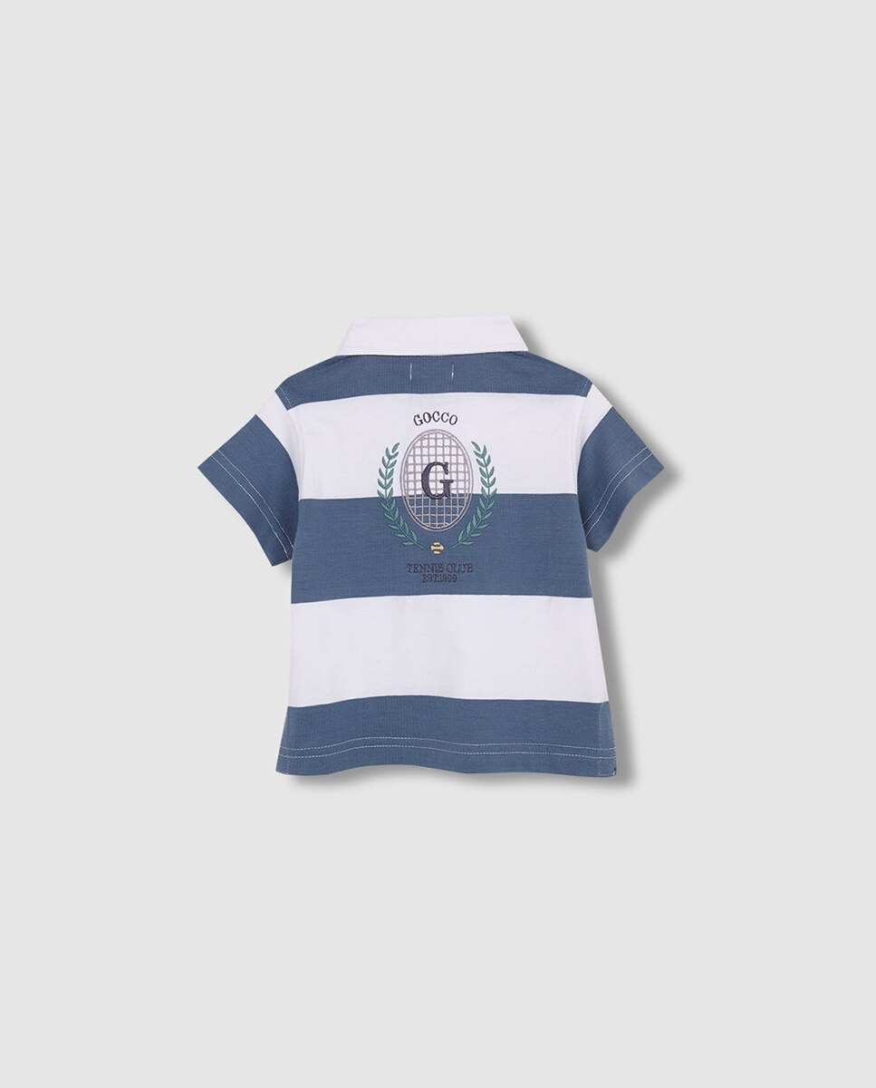 Polo rayas bordado tennis - Gocco - Azul claro Azul claro-4
