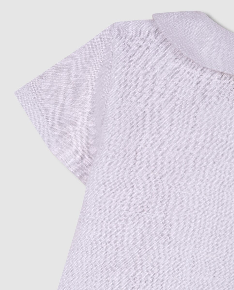 Camisa Cruzada em Linho Branco-6