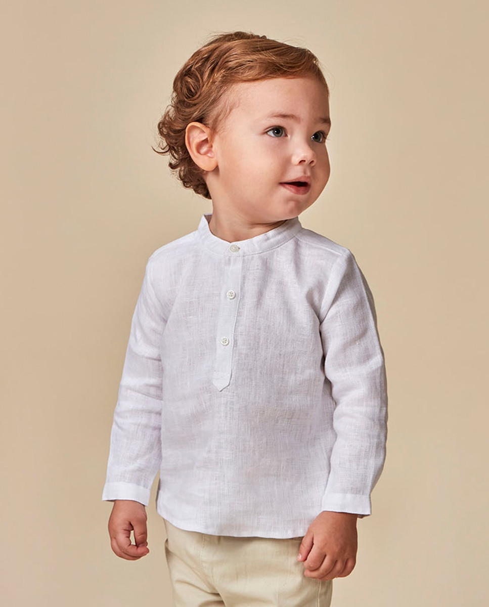 Camisa de Padeiro em Linho Branco-1