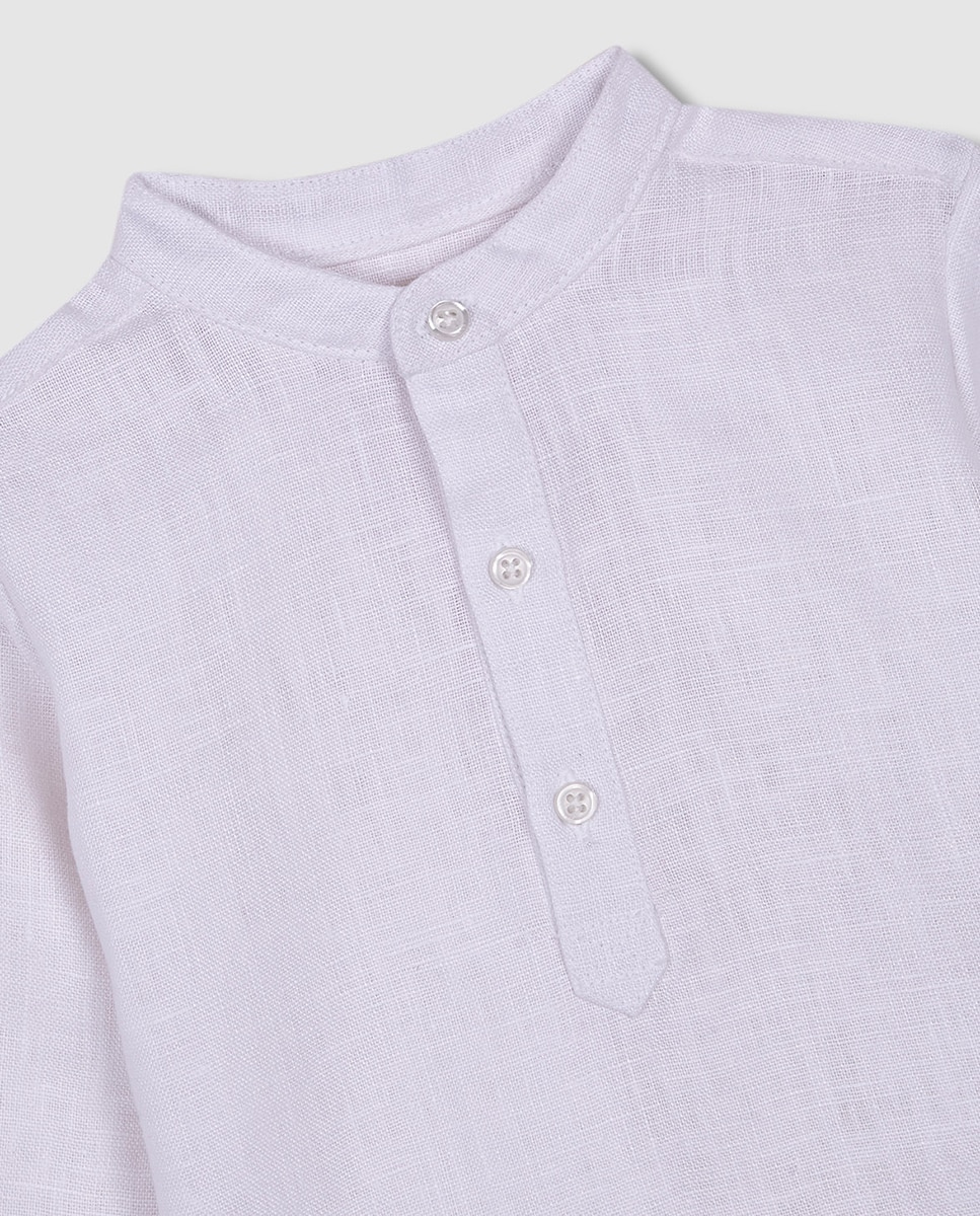 Camisa de Padeiro em Linho Branco-4