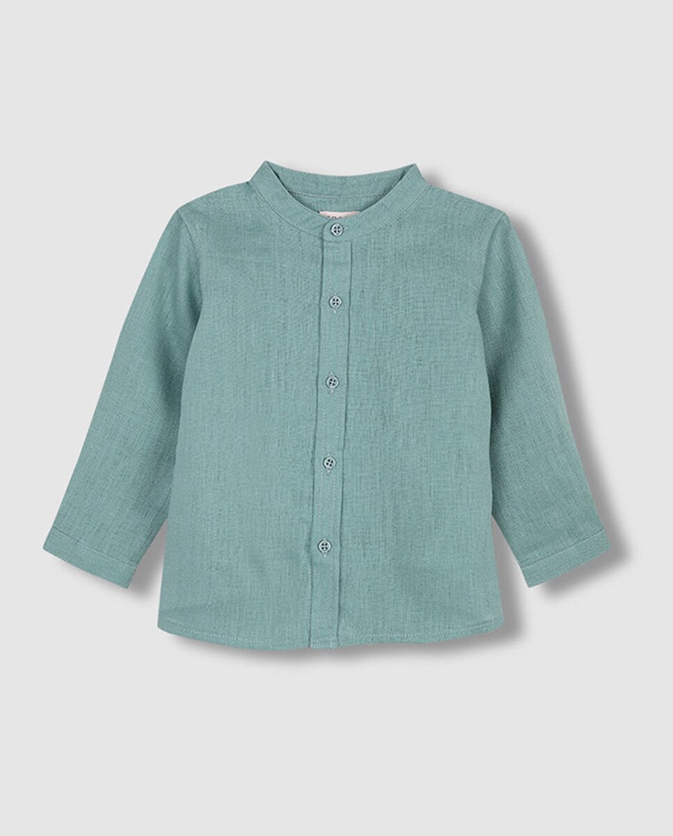 Camisa com gola à padre Gocco Verde-escuro-3