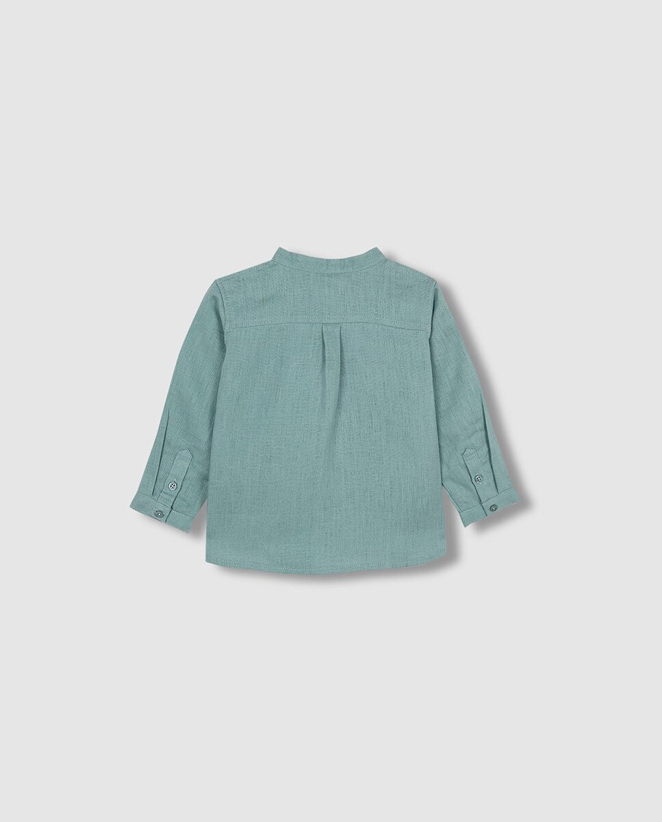 Camisa com gola à padre Gocco Verde-escuro-4