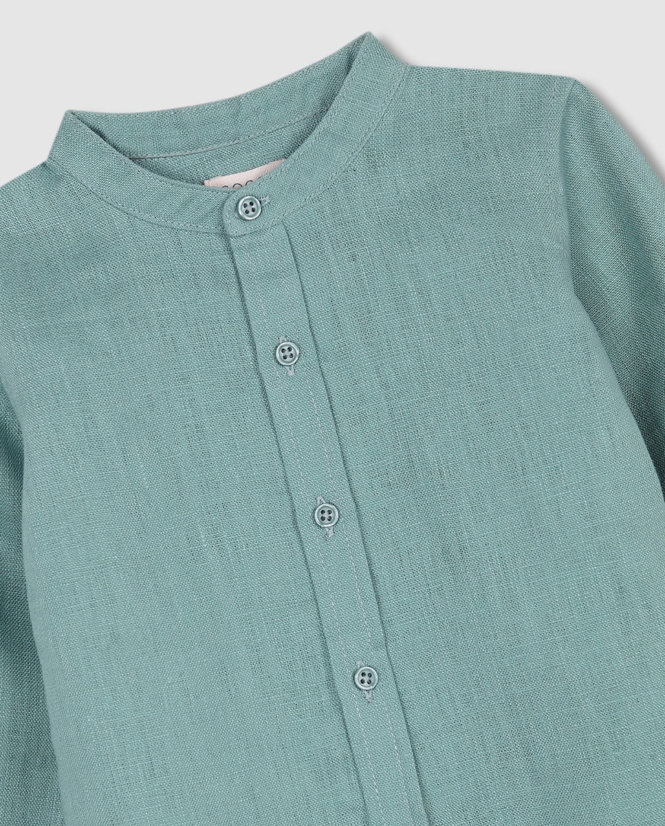 Camisa com gola à padre Gocco Verde-escuro-5
