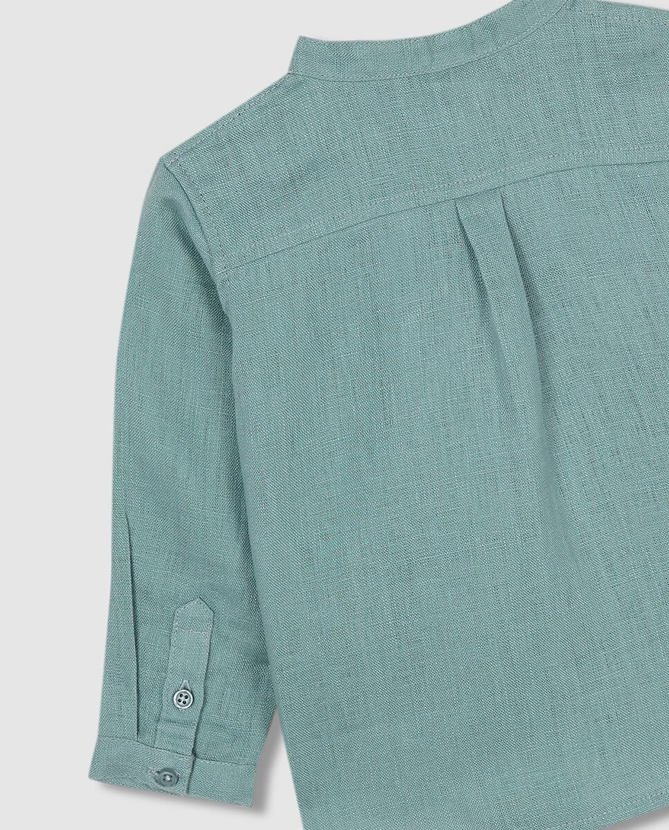Camisa com gola à padre Gocco Verde-escuro-6