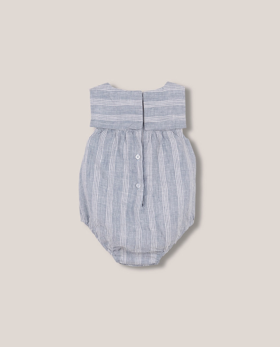 Babygrow às Riscas e em Linho Gocco Azul-2
